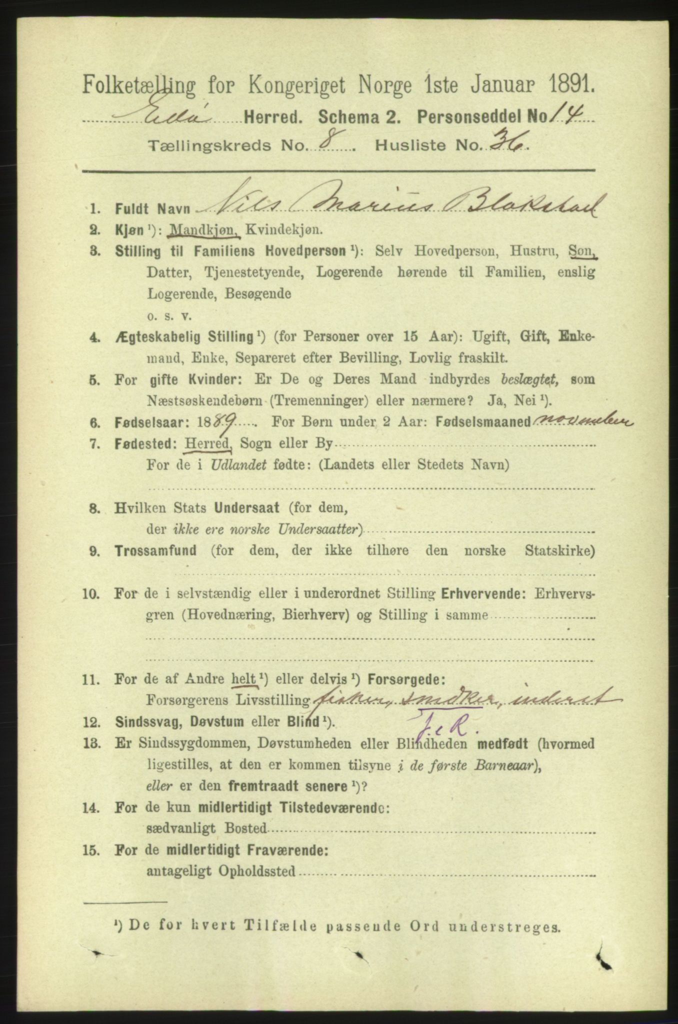 RA, 1891 census for 1573 Edøy, 1891, p. 2218