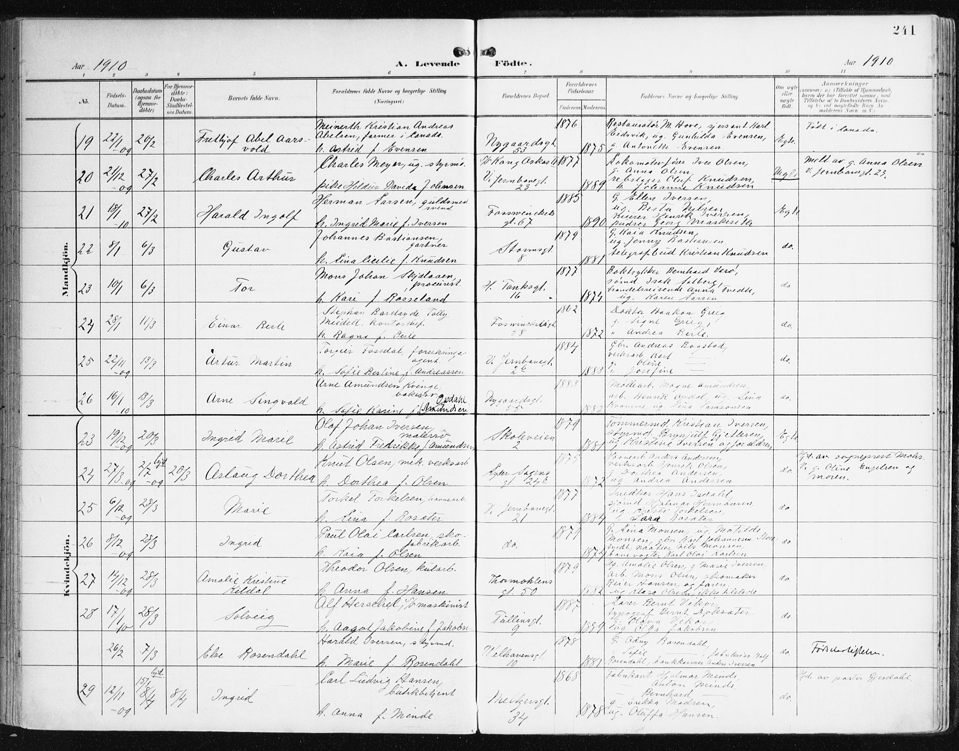 Johanneskirken sokneprestembete, AV/SAB-A-76001/H/Haa/L0002: Parish register (official) no. A 2, 1900-1912, p. 241