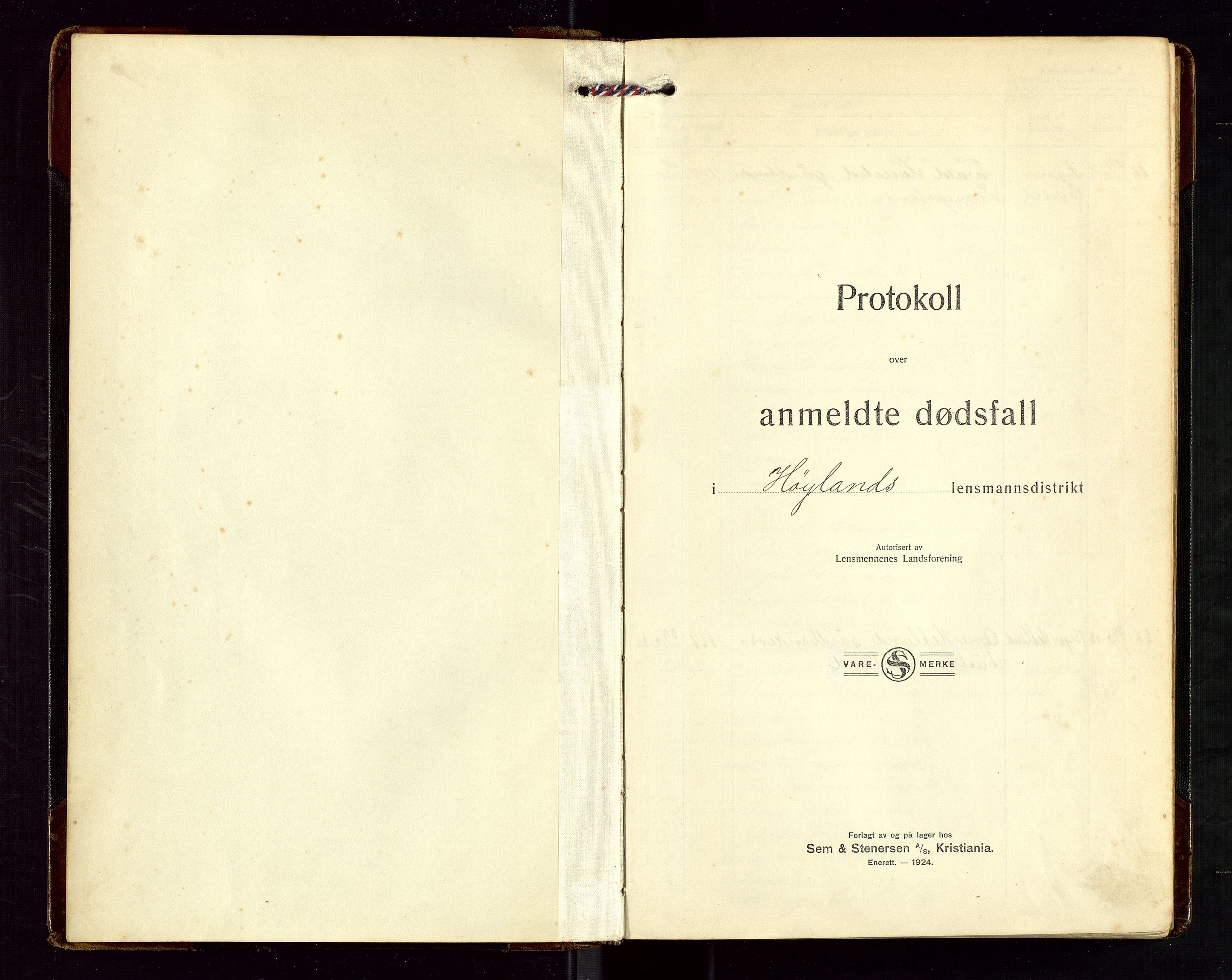 Høyland/Sandnes lensmannskontor, SAST/A-100166/Gga/L0006: "Protkokoll over anmeldte dødsfall i Høylands lensmandsdistrikt", 1926-1937