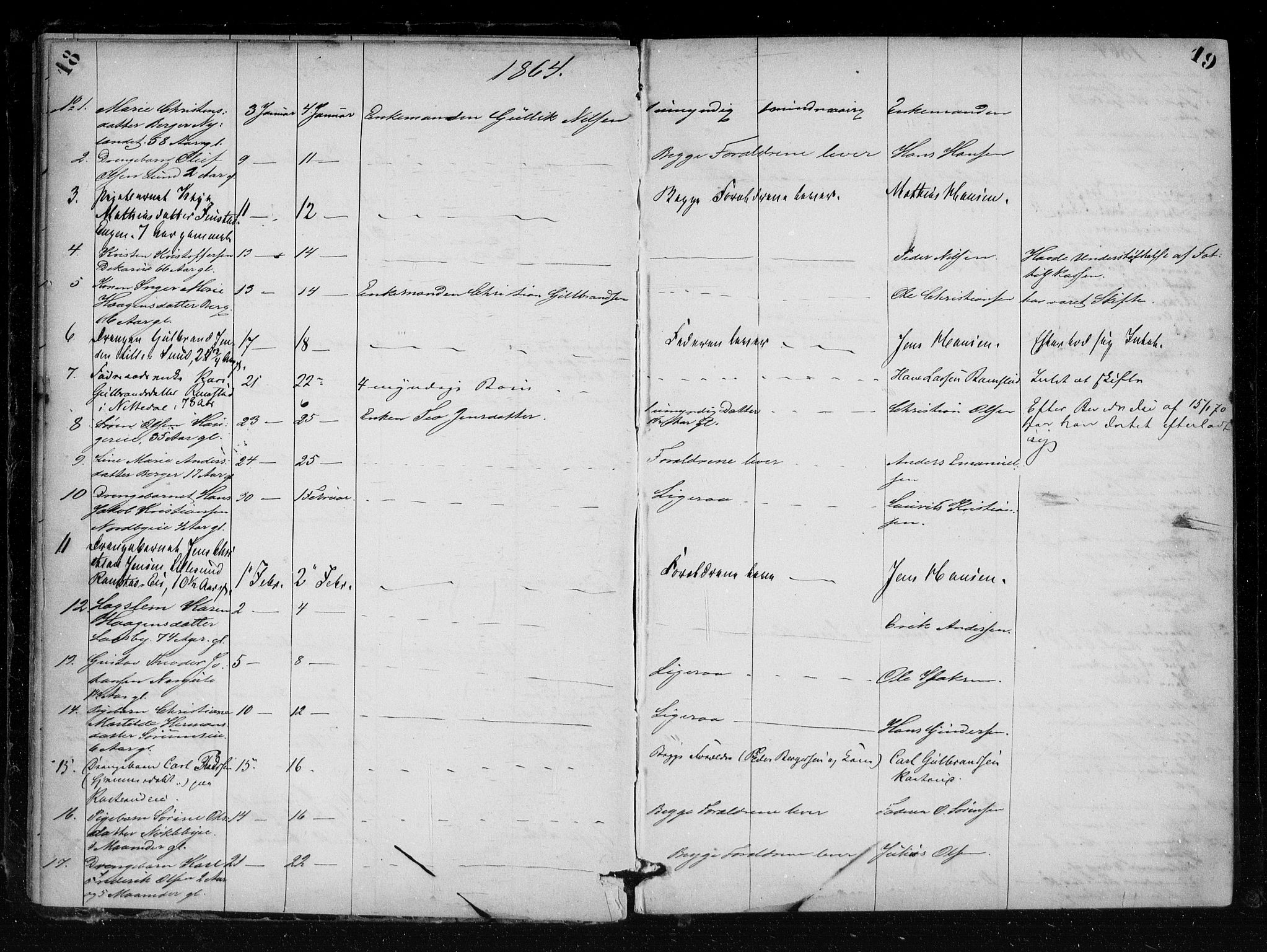 Nedre Romerike sorenskriveri, AV/SAO-A-10469/H/Hb/Hba/L0003: Dødsfallsprotokoll, rekke I , 1863-1876, p. 18-19