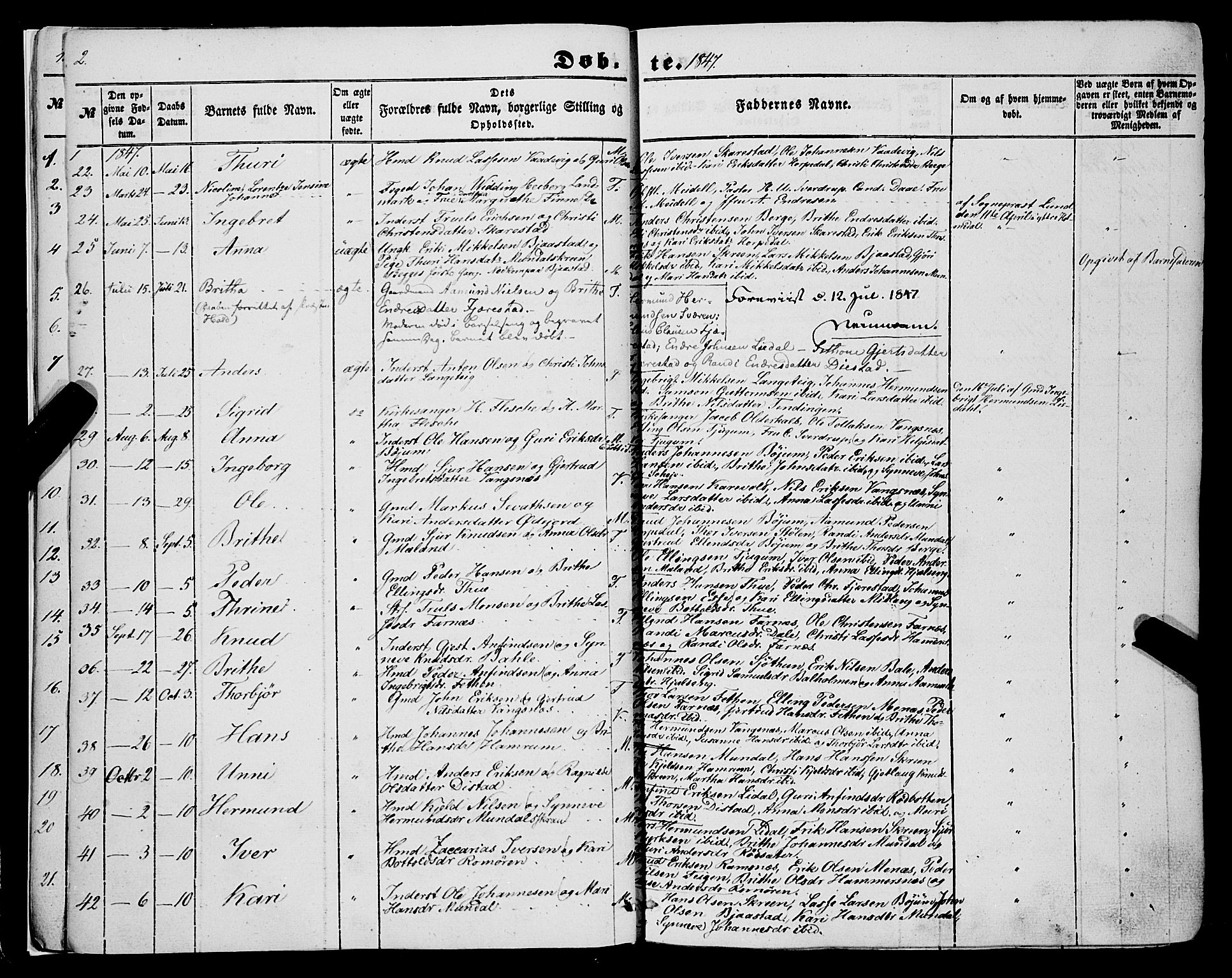 Balestrand sokneprestembete, AV/SAB-A-79601/H/Haa/Haaa/L0002: Parish register (official) no. A 2, 1847-1866, p. 2