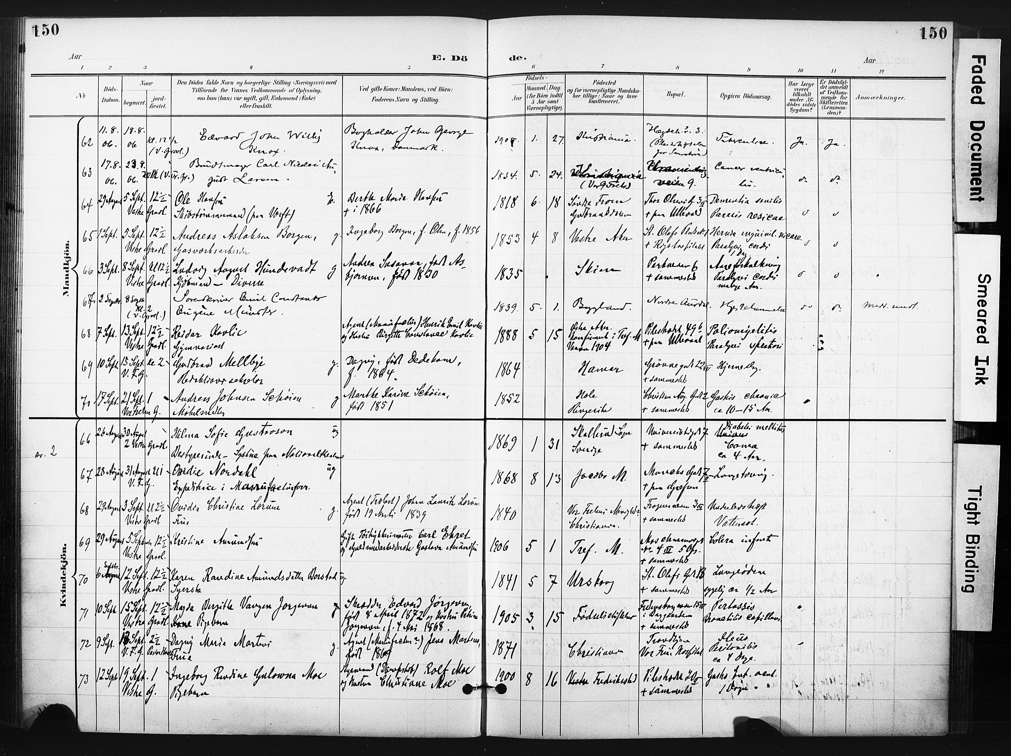Trefoldighet prestekontor Kirkebøker, SAO/A-10882/F/Fd/L0004: Parish register (official) no. IV 4, 1897-1912, p. 150