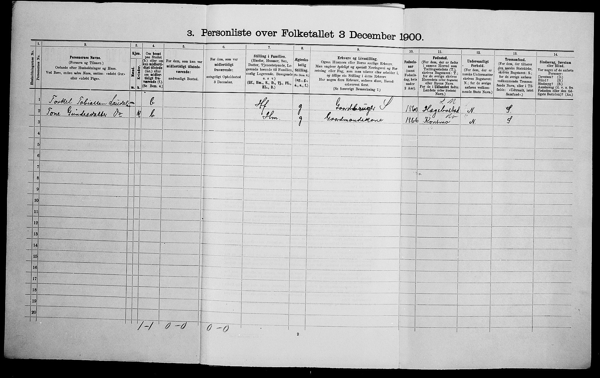 SAK, 1900 census for Laudal, 1900, p. 25