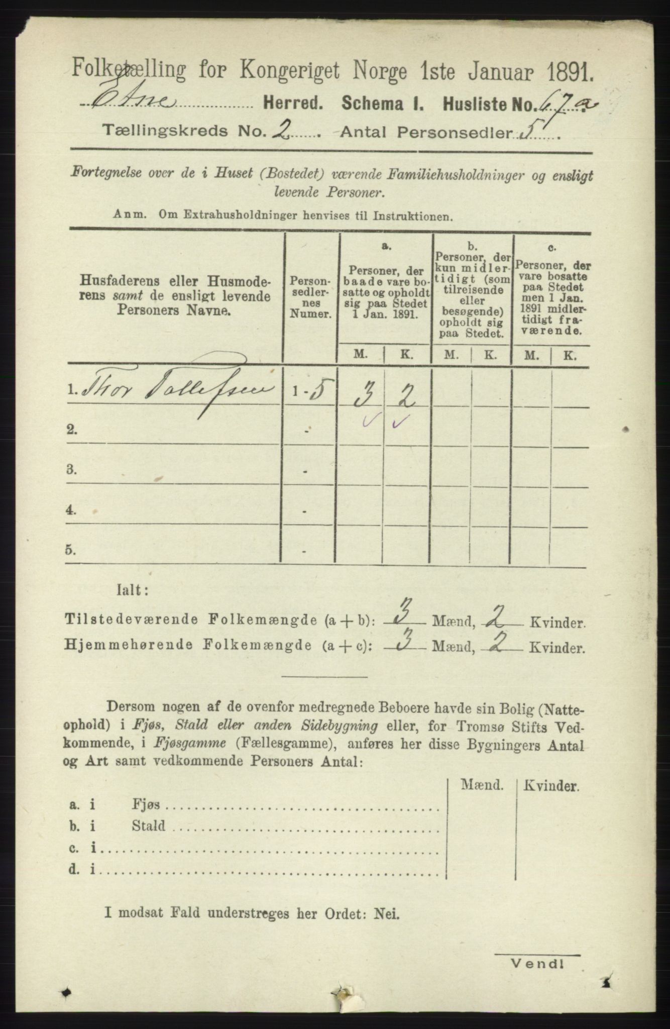 RA, 1891 census for 1211 Etne, 1891, p. 328