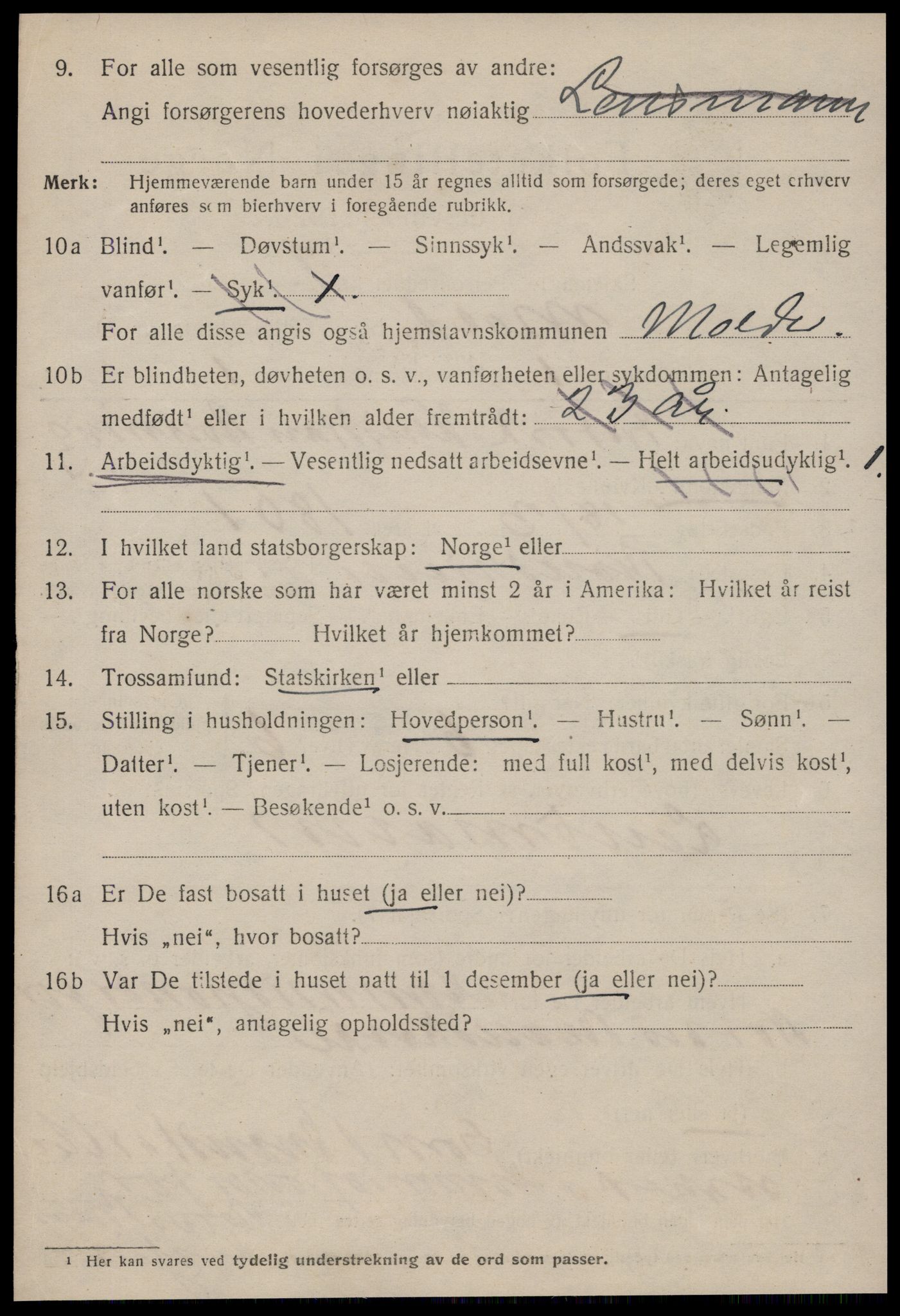 SAT, 1920 census for Molde, 1920, p. 6688