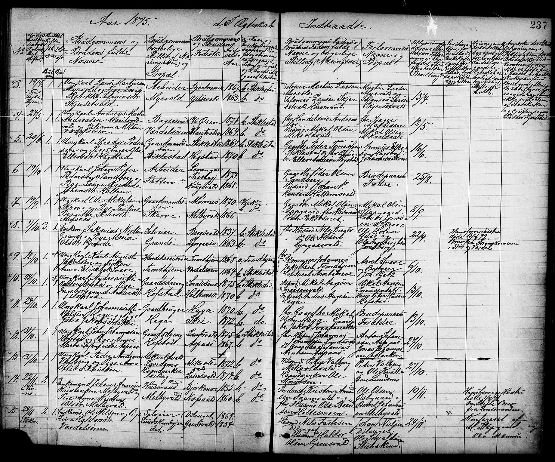 Ministerialprotokoller, klokkerbøker og fødselsregistre - Nord-Trøndelag, SAT/A-1458/723/L0257: Parish register (copy) no. 723C05, 1890-1907, p. 237