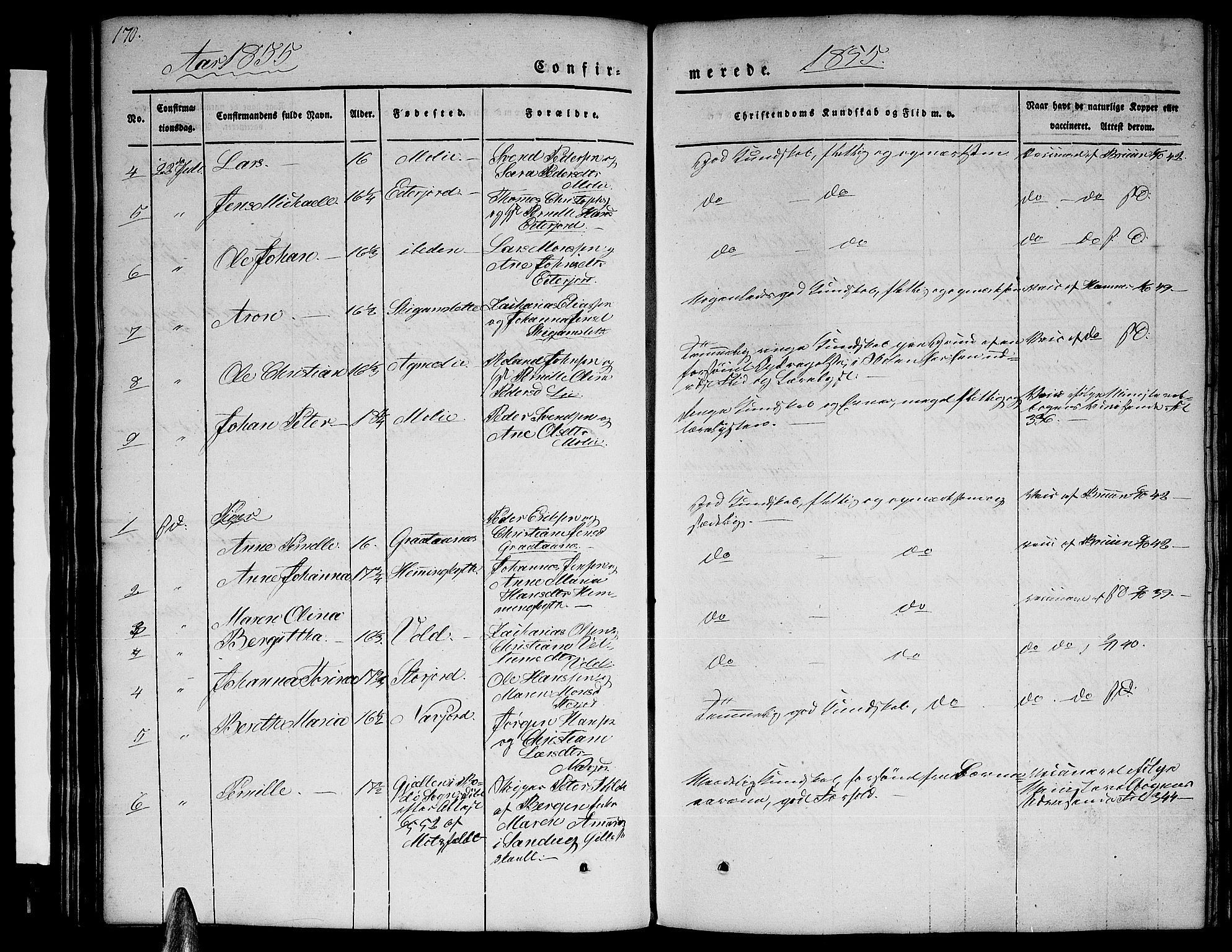 Ministerialprotokoller, klokkerbøker og fødselsregistre - Nordland, AV/SAT-A-1459/846/L0652: Parish register (copy) no. 846C02, 1841-1871, p. 170