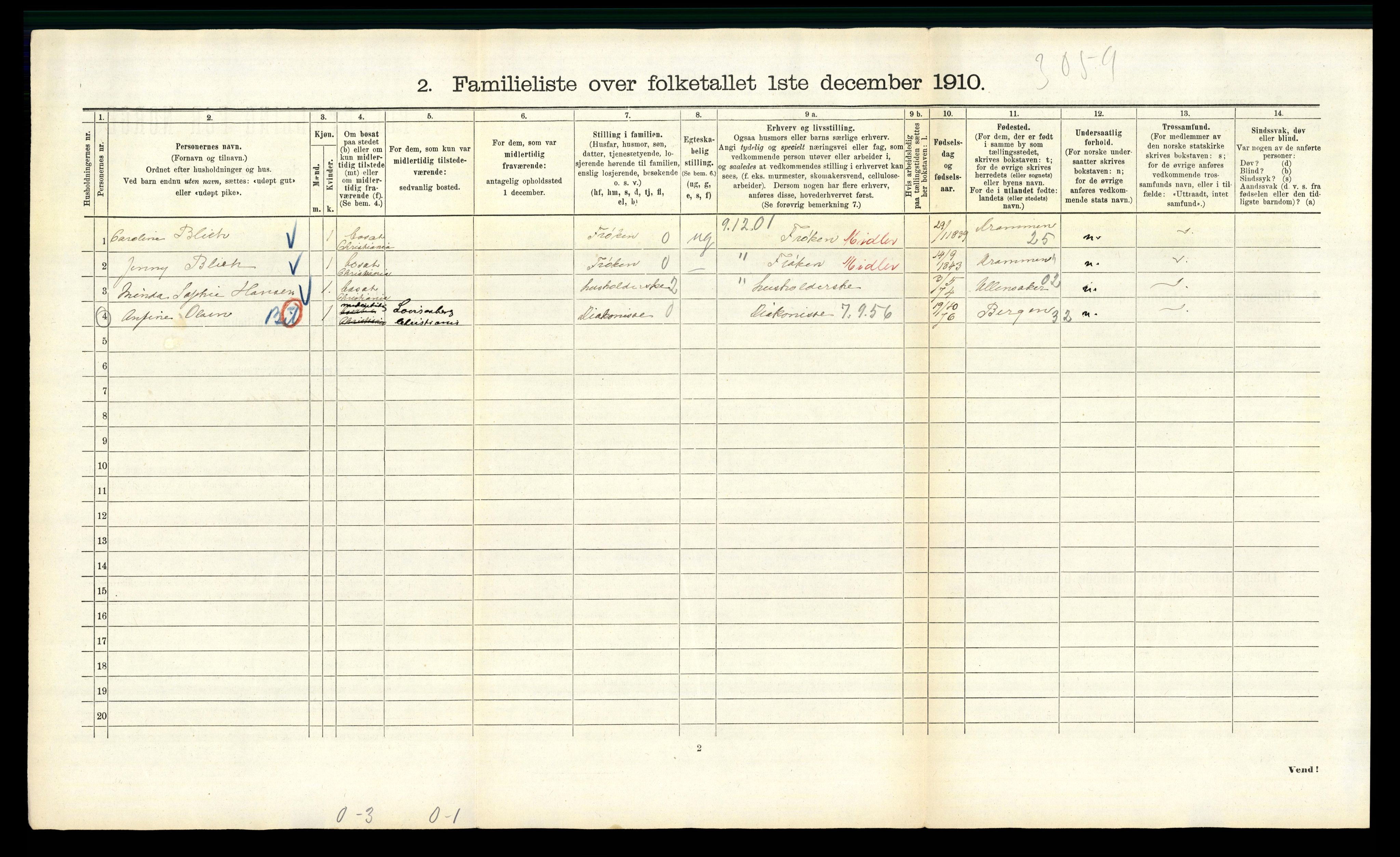 RA, 1910 census for Kristiania, 1910, p. 46260