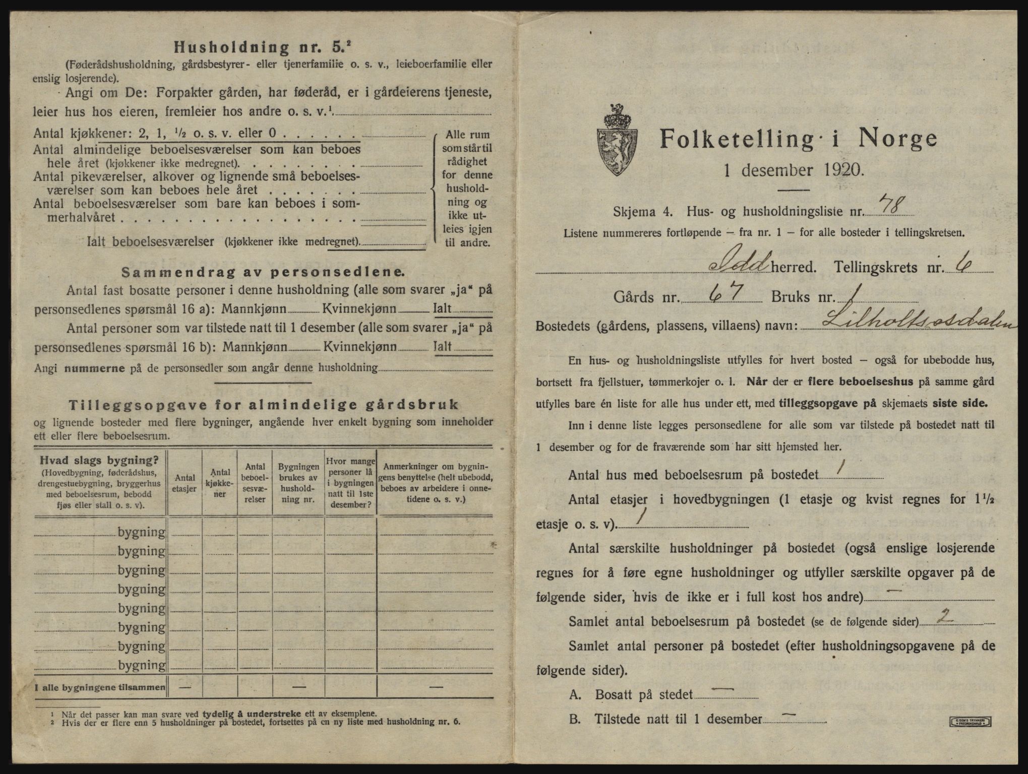 SAO, 1920 census for Idd, 1920, p. 1026