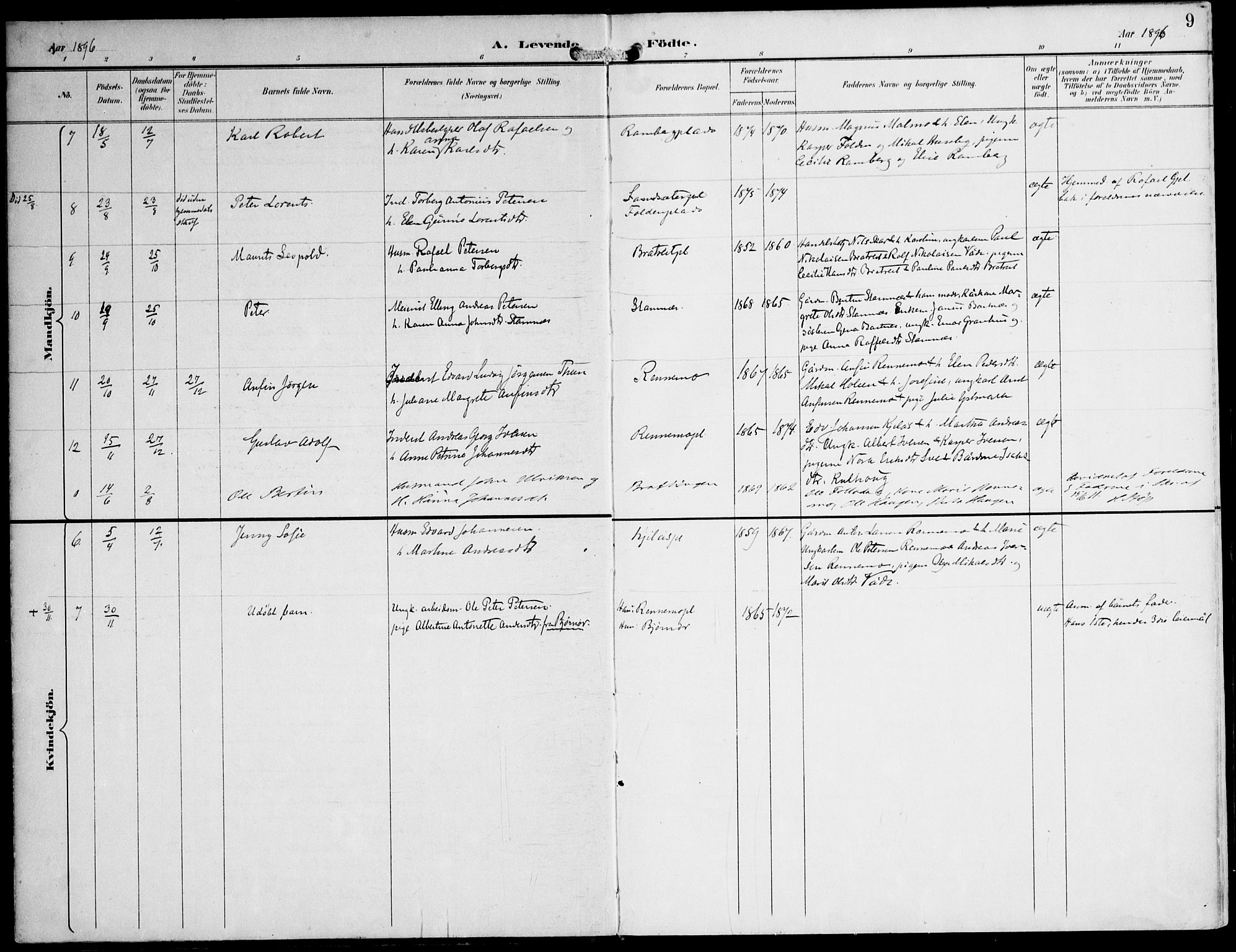 Ministerialprotokoller, klokkerbøker og fødselsregistre - Nord-Trøndelag, SAT/A-1458/745/L0430: Parish register (official) no. 745A02, 1895-1913, p. 9