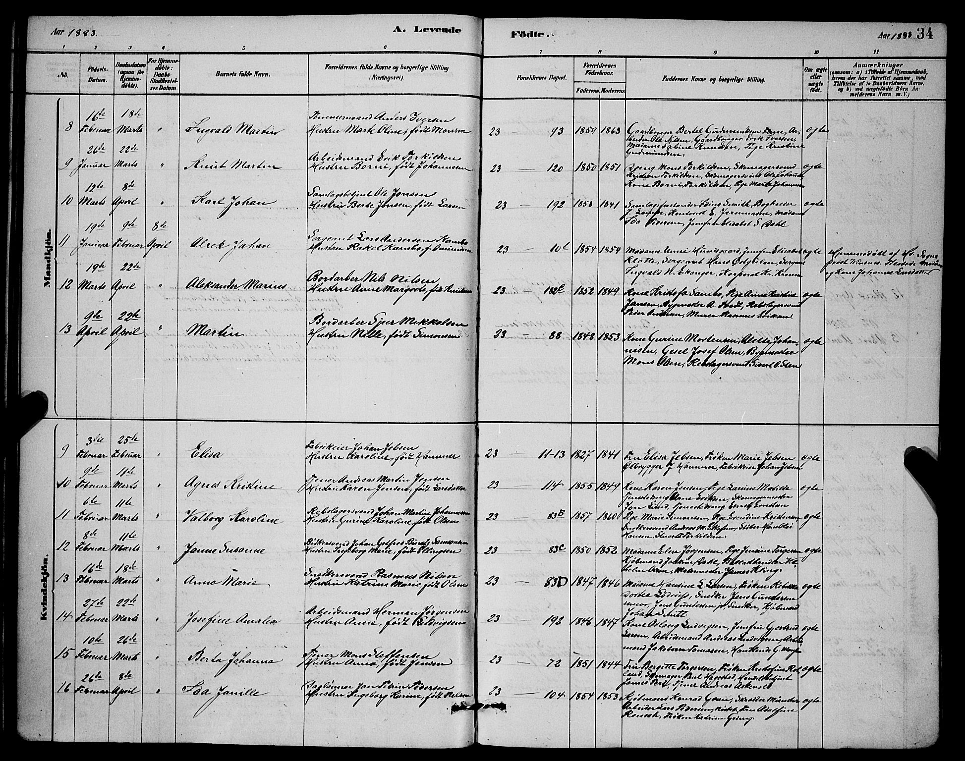 Mariakirken Sokneprestembete, AV/SAB-A-76901/H/Hab/L0004: Parish register (copy) no. A 4, 1878-1892, p. 34