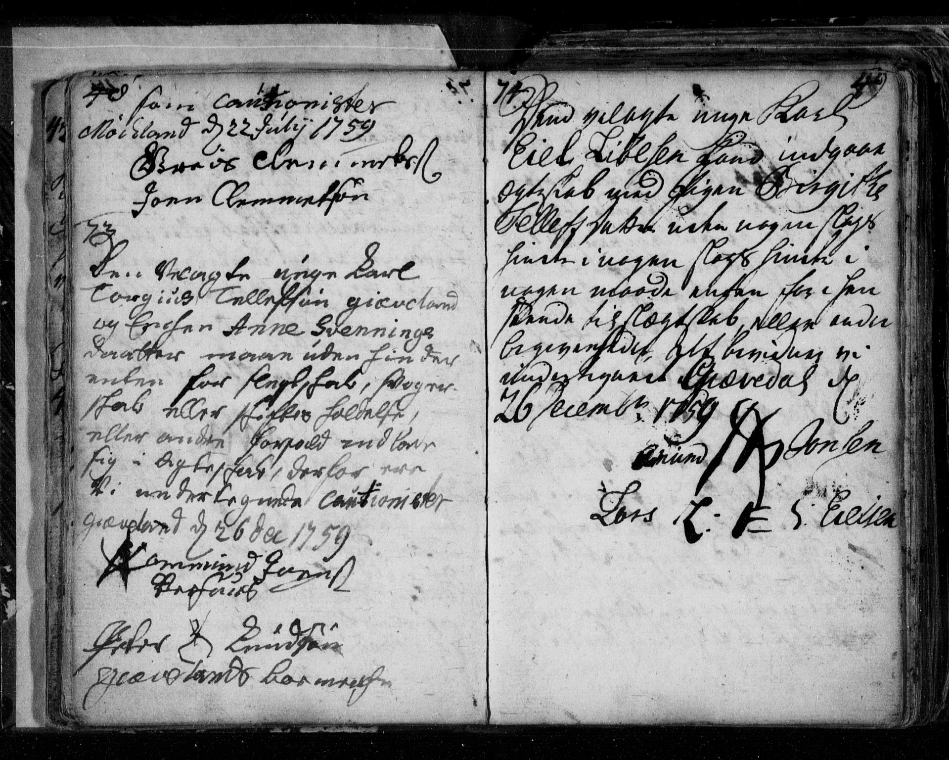 Åmli sokneprestkontor, AV/SAK-1111-0050/F/Fe/L0001: Best man's statements no. A VI 40, 1754-1799, p. 48-49