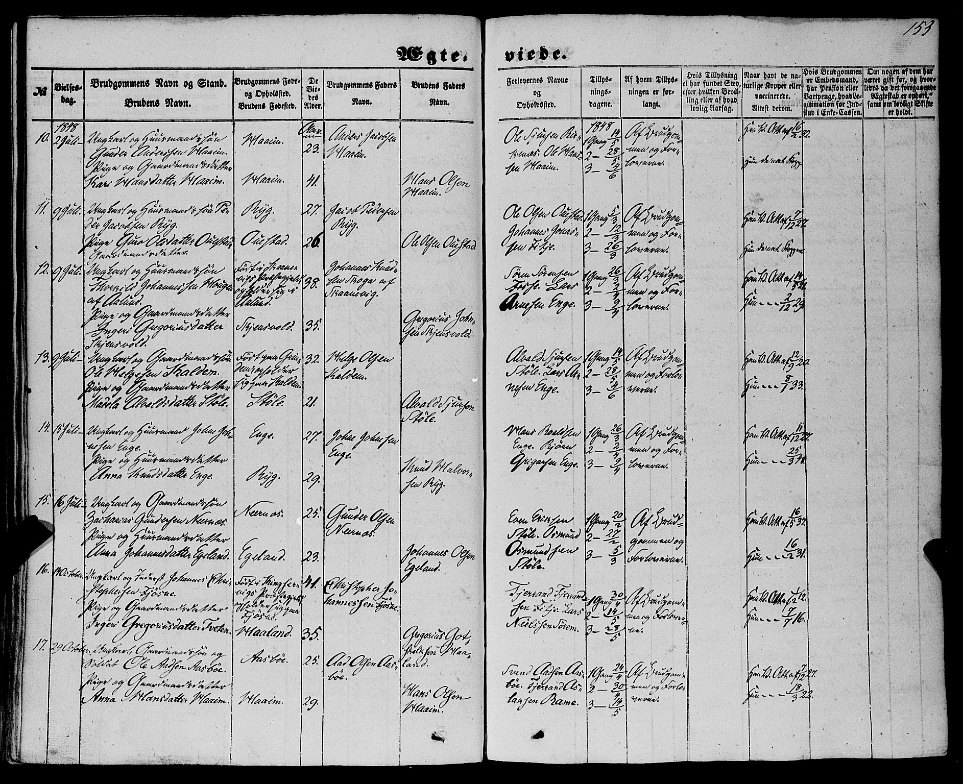 Etne sokneprestembete, AV/SAB-A-75001/H/Haa: Parish register (official) no. A 8, 1848-1862, p. 153