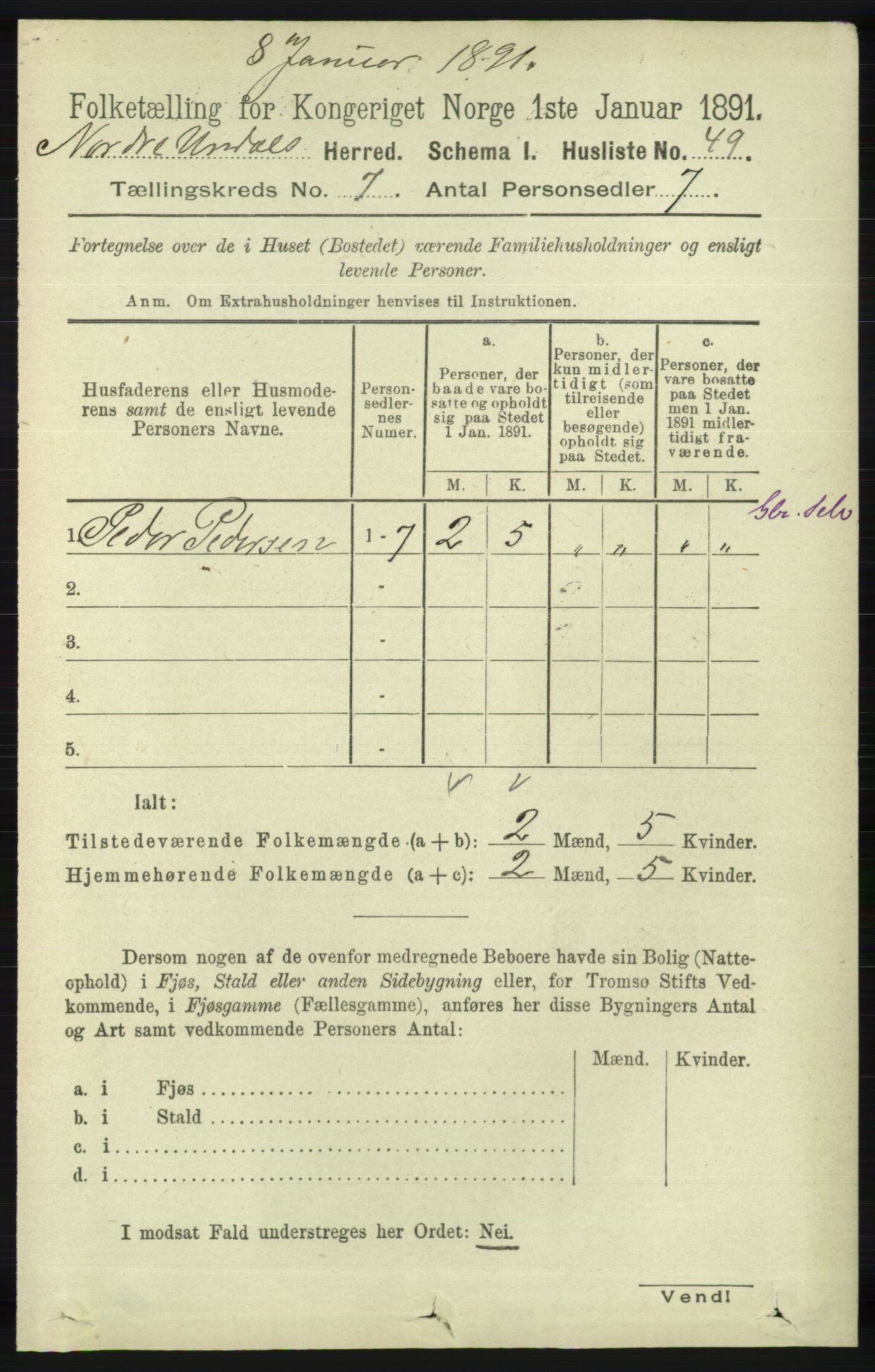 RA, 1891 census for 1028 Nord-Audnedal, 1891, p. 1781