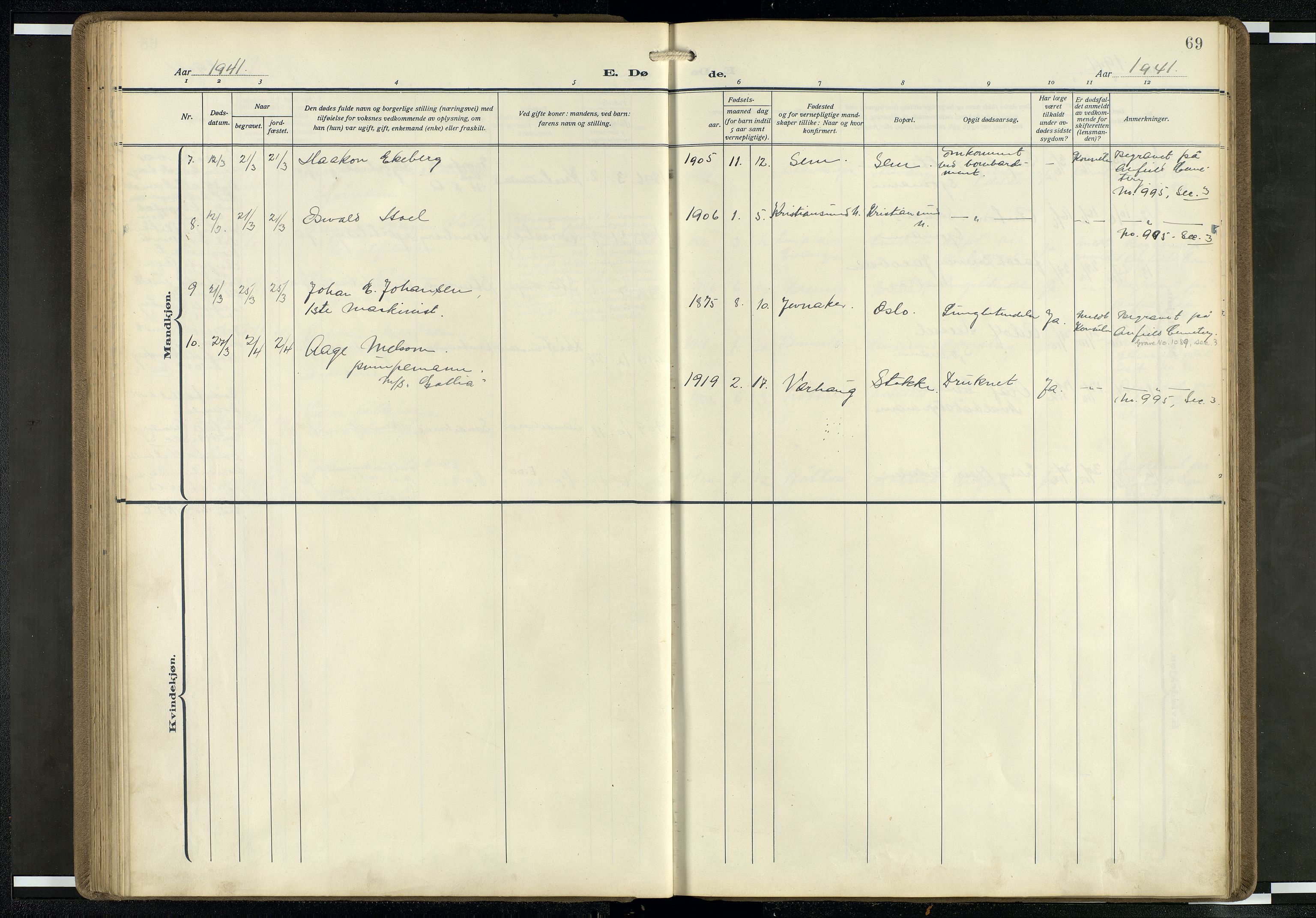 Den norske sjømannsmisjon i utlandet/Mersey-havnene (Liverpool), AV/SAB-SAB/PA-0104/H/Ha/L0001: Parish register (official) no. A 1, 1919-1954, p. 68b-69a