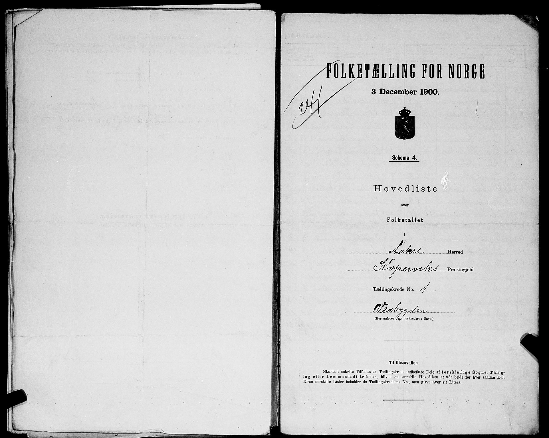 SAST, 1900 census for Åkra, 1900, p. 10