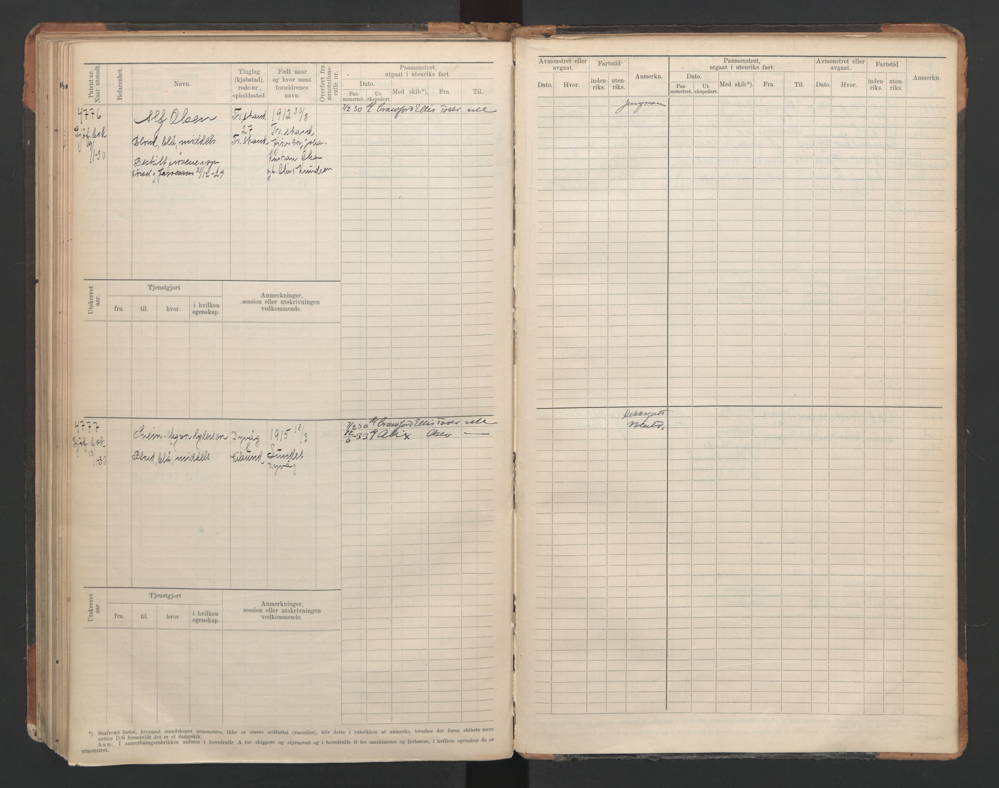 Tvedestrand mønstringskrets, AV/SAK-2031-0011/F/Fb/L0007: Hovedrulle A nr 4410-4803, R-8, 1912-1948, p. 190