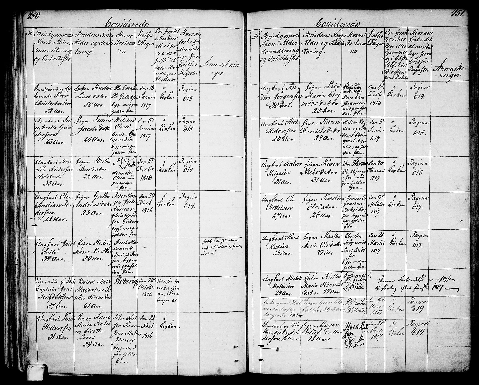 Larvik kirkebøker, AV/SAKO-A-352/G/Ga/L0002: Parish register (copy) no. I 2, 1807-1830, p. 450-451