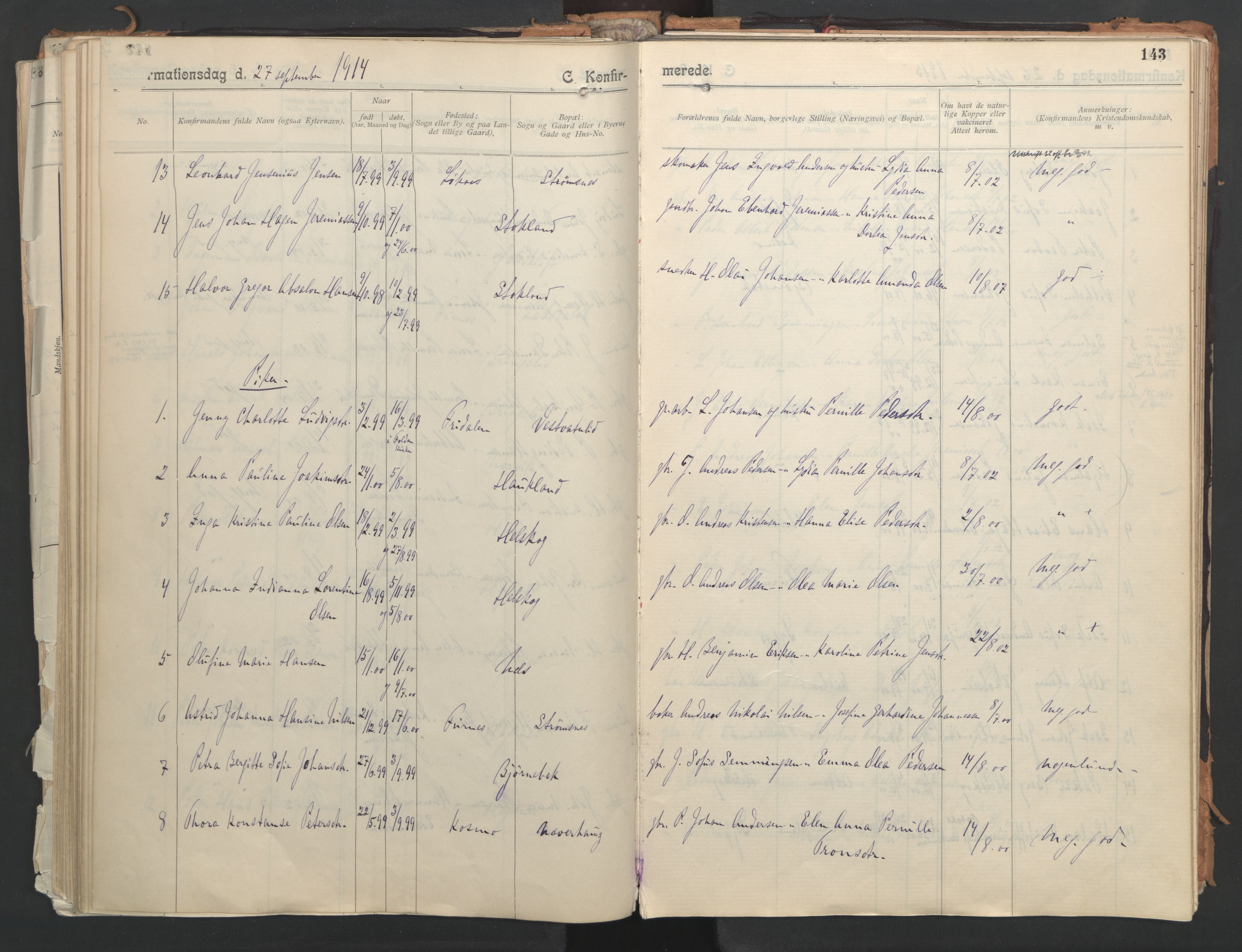 Ministerialprotokoller, klokkerbøker og fødselsregistre - Nordland, AV/SAT-A-1459/851/L0724: Parish register (official) no. 851A01, 1901-1922, p. 143