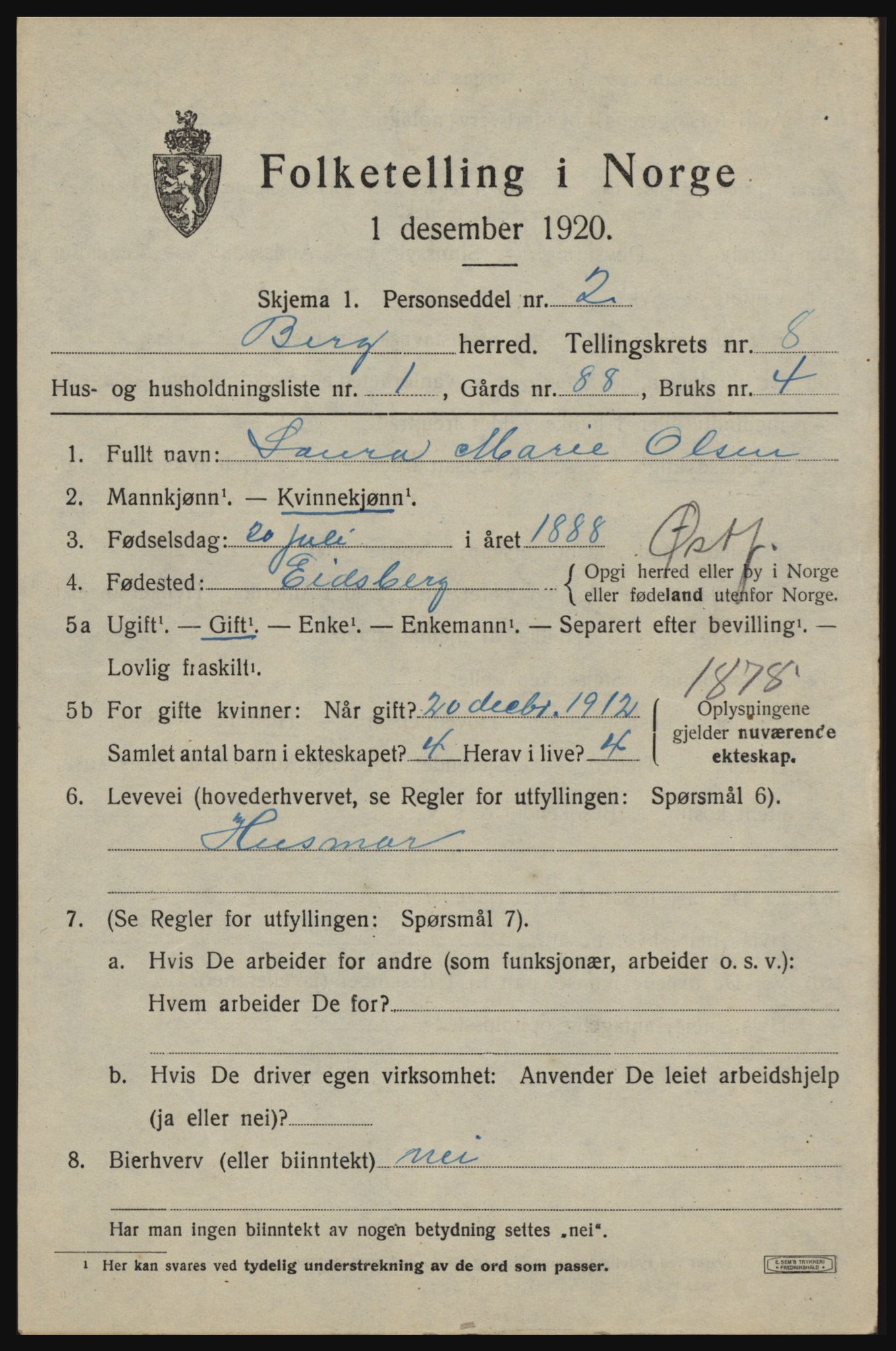 SAO, 1920 census for Berg, 1920, p. 14021