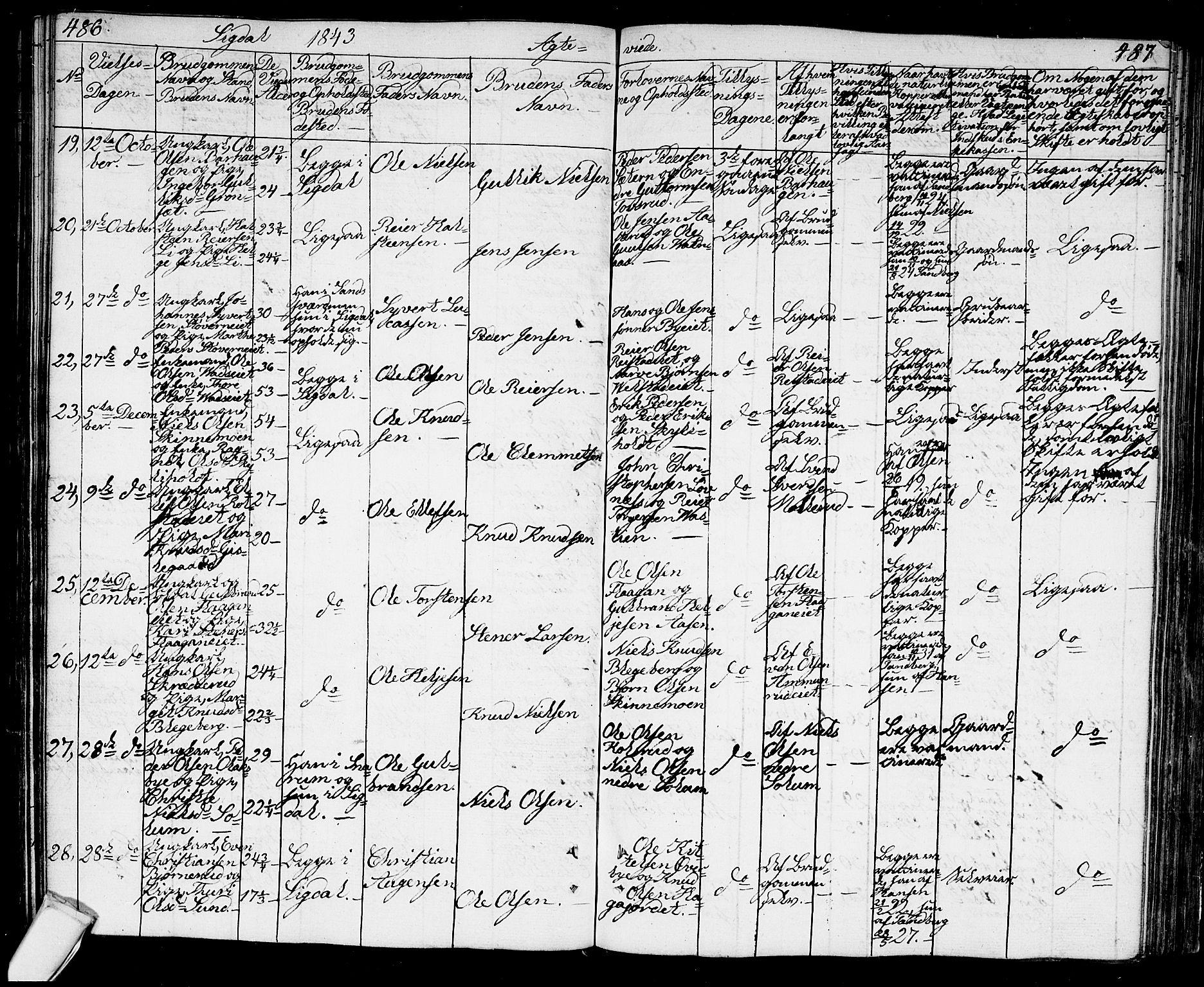 Sigdal kirkebøker, SAKO/A-245/G/Ga/L0002: Parish register (copy) no. I 2, 1835-1856, p. 486-487