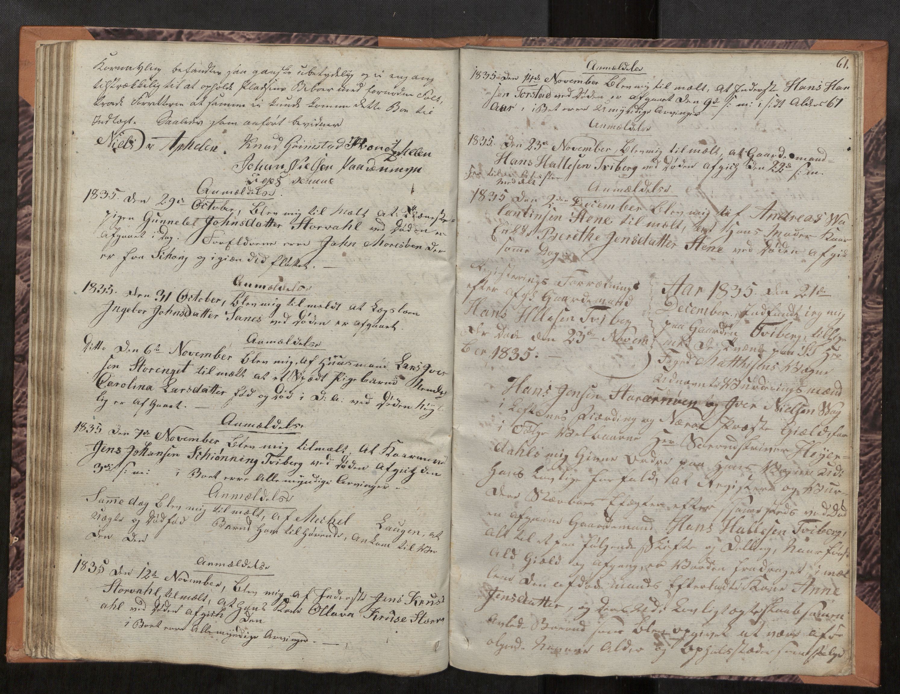 Namdal sorenskriveri, AV/SAT-A-4133/1/3/3Ca/L0002: Skifteregistreringsprotokoll, 1829-1838, p. 61