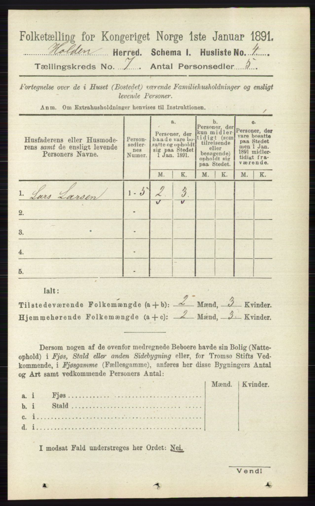 RA, 1891 census for 0819 Holla, 1891, p. 3223