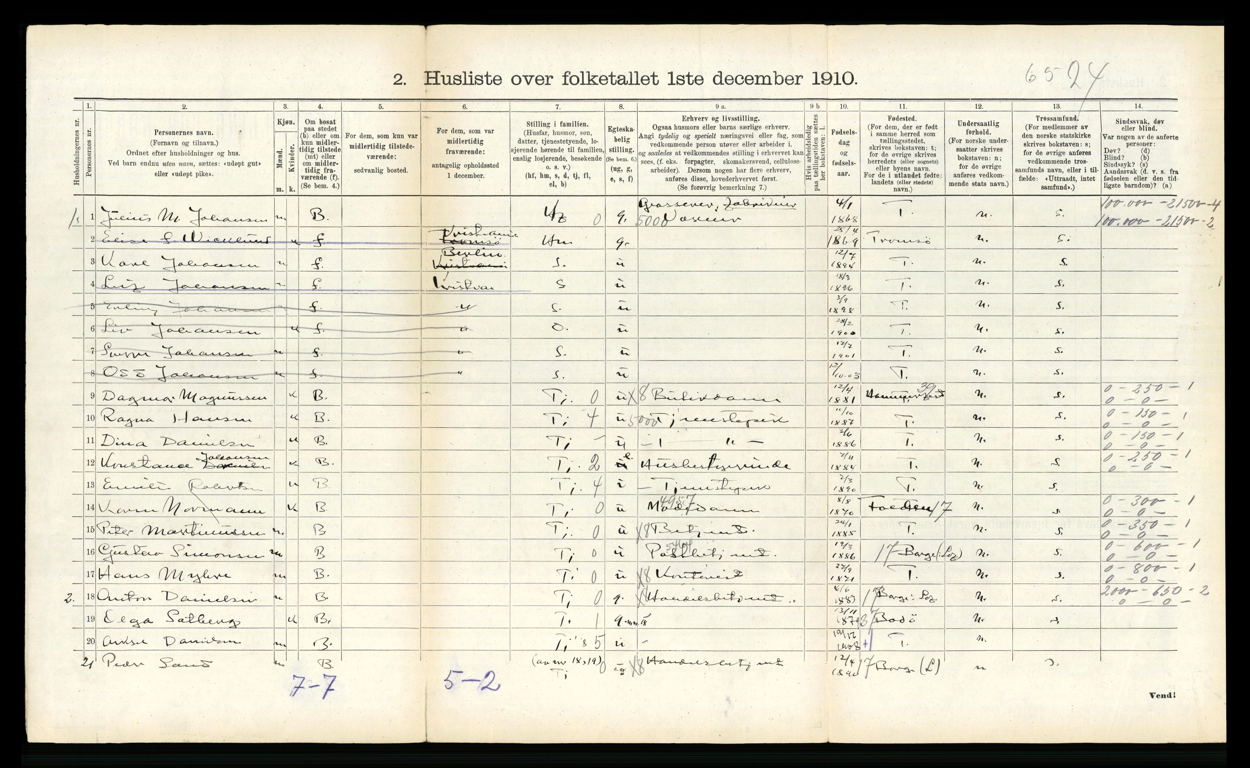 RA, 1910 census for Buksnes, 1910, p. 1583