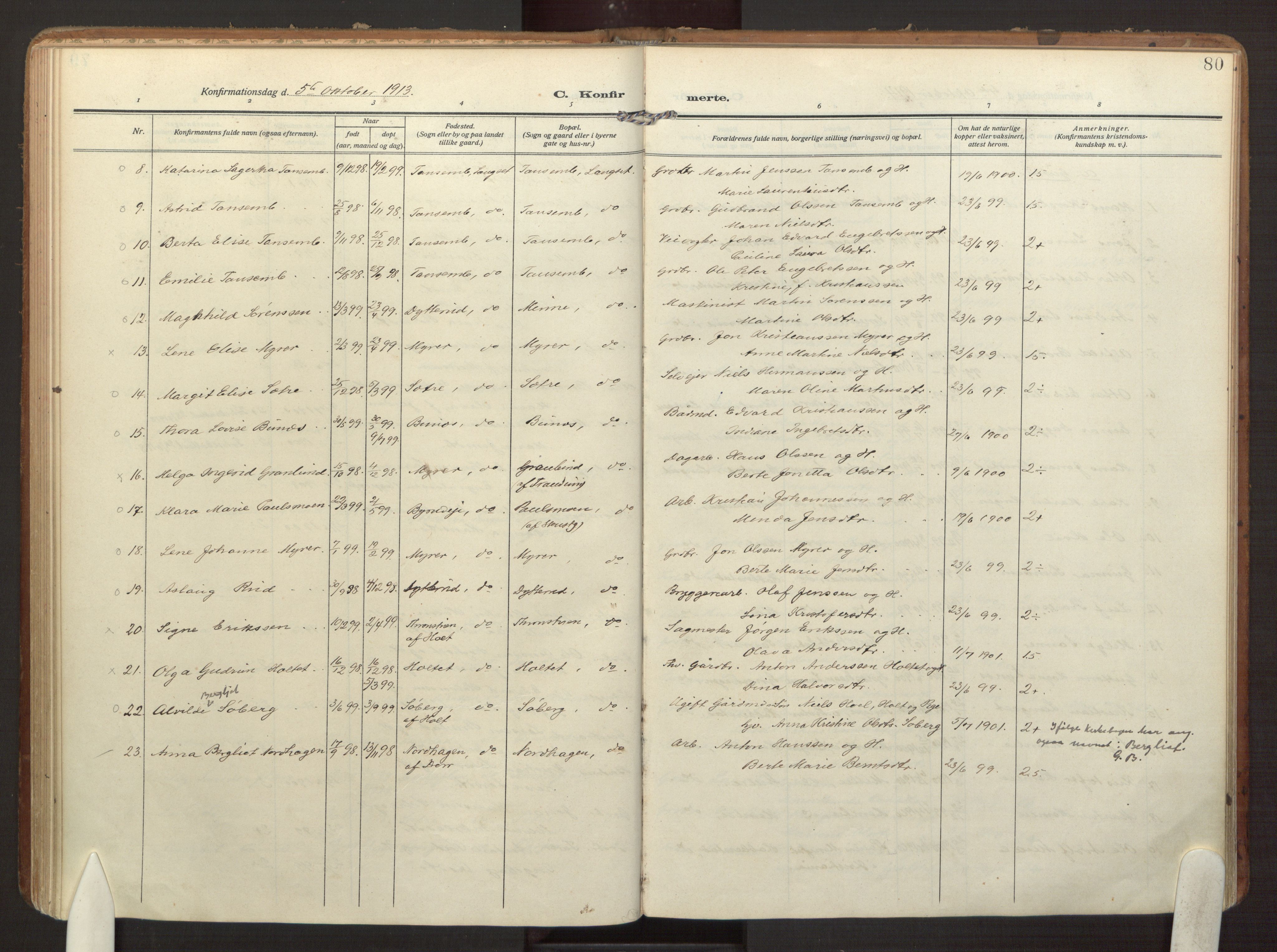 Eidsvoll prestekontor Kirkebøker, AV/SAO-A-10888/F/Fb/L0004: Parish register (official) no. II 4, 1909-1919, p. 80