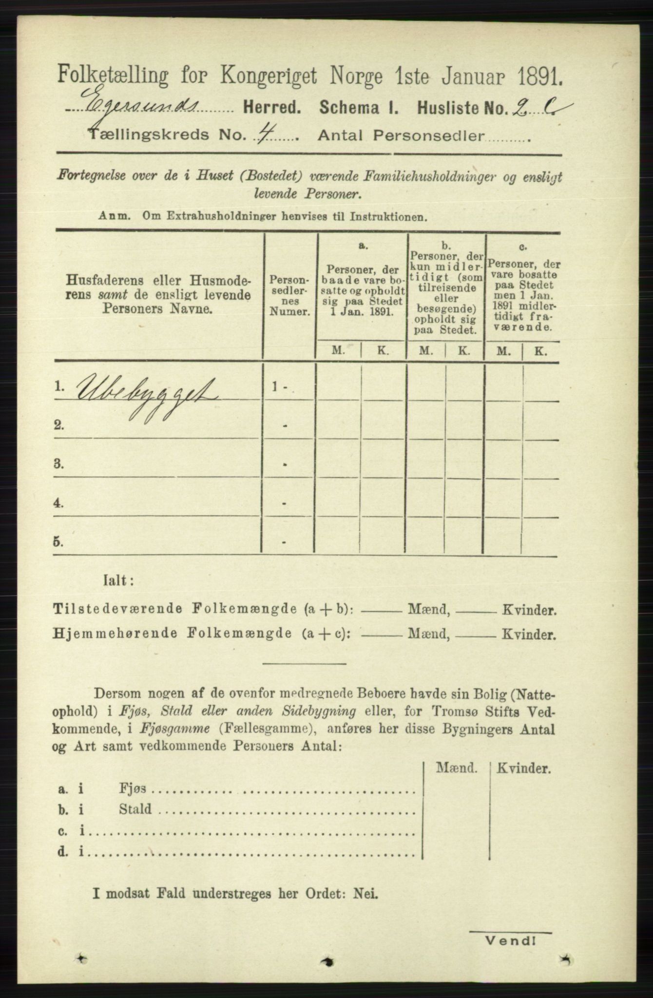 RA, 1891 census for 1116 Eigersund herred, 1891, p. 1540