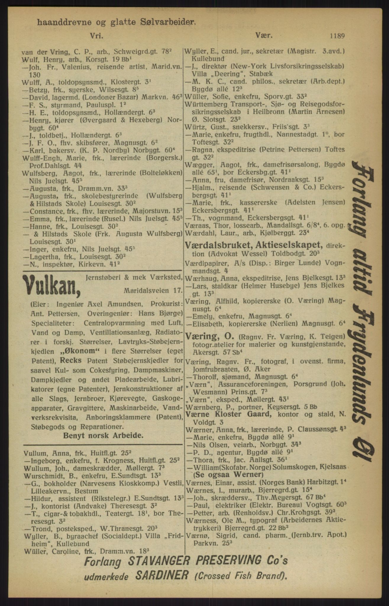 Kristiania/Oslo adressebok, PUBL/-, 1915, p. 1189
