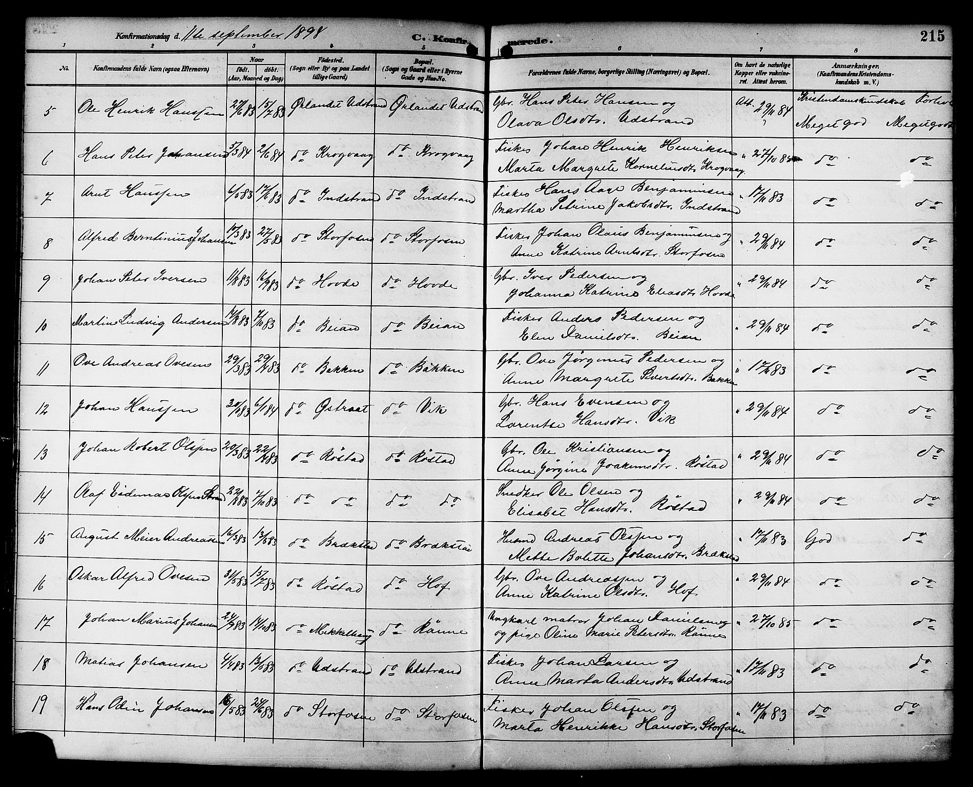 Ministerialprotokoller, klokkerbøker og fødselsregistre - Sør-Trøndelag, SAT/A-1456/659/L0746: Parish register (copy) no. 659C03, 1893-1912, p. 215