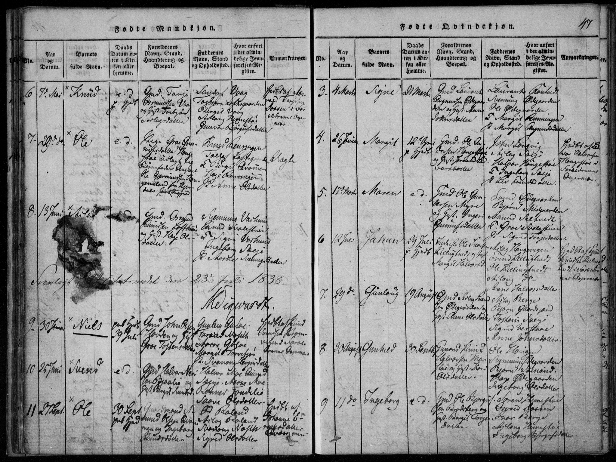 Rauland kirkebøker, AV/SAKO-A-292/F/Fa/L0001: Parish register (official) no. I 1, 1814-1859, p. 47