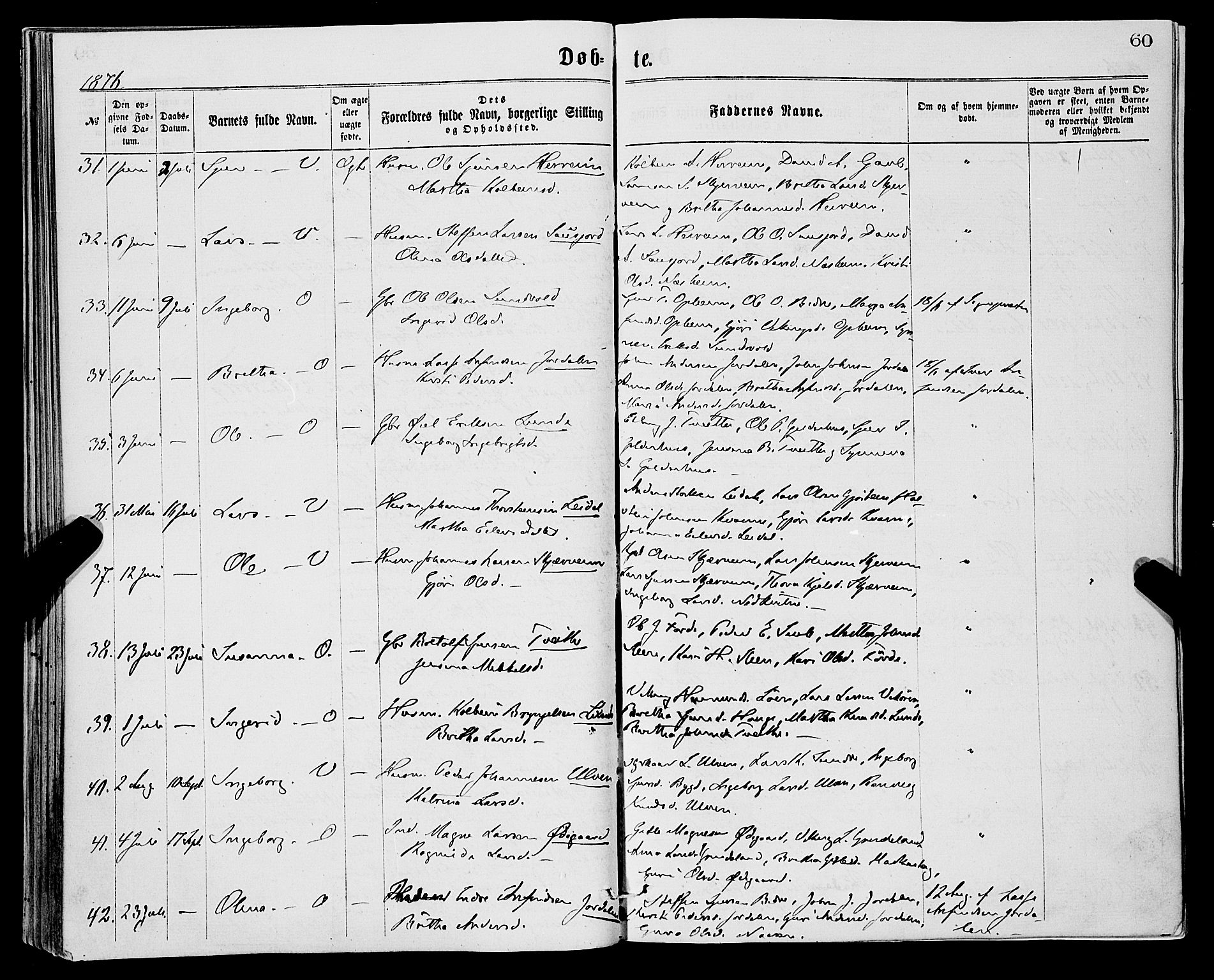 Vossestrand Sokneprestembete, AV/SAB-A-79101/H/Haa: Parish register (official) no. A 1, 1866-1877, p. 60