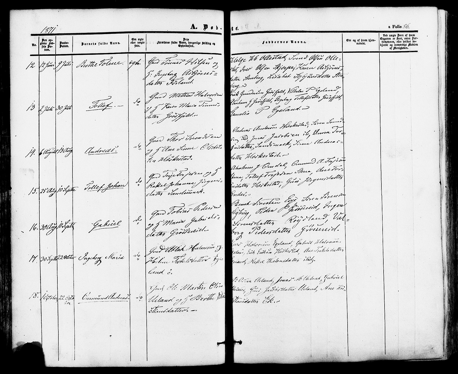 Lund sokneprestkontor, AV/SAST-A-101809/S06/L0010: Parish register (official) no. A 9, 1854-1886, p. 86