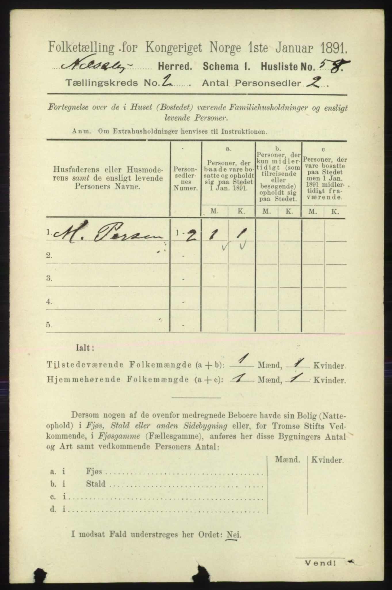 RA, 1891 census for 2027 Nesseby, 1891, p. 634