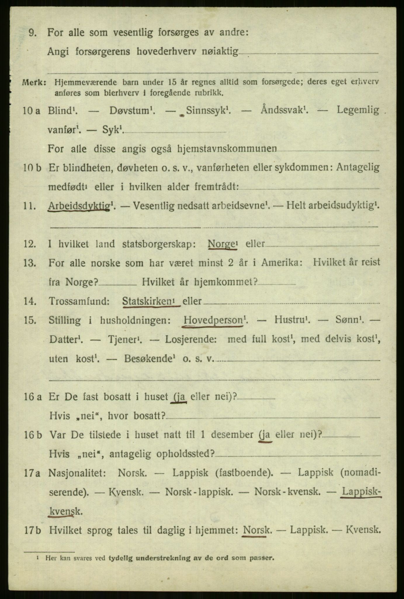 SATØ, 1920 census for Lyngen, 1920, p. 2431