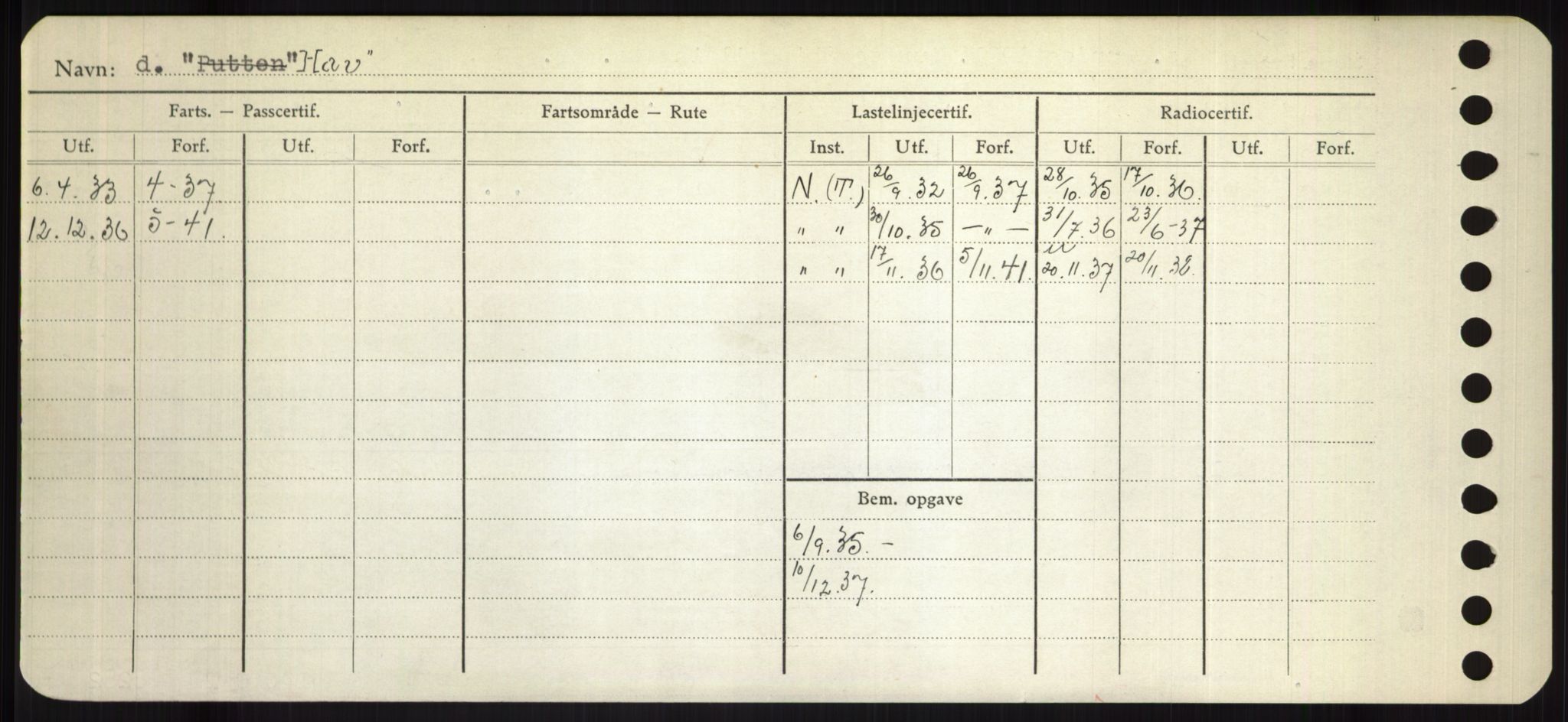 Sjøfartsdirektoratet med forløpere, Skipsmålingen, RA/S-1627/H/Hd/L0014: Fartøy, H-Havl, p. 452