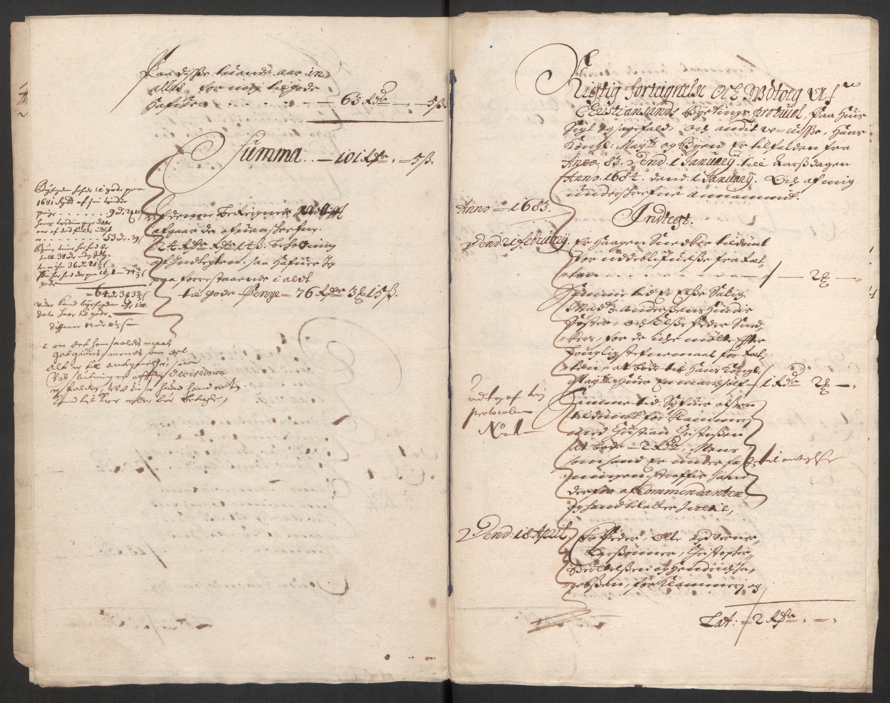 Rentekammeret inntil 1814, Reviderte regnskaper, Byregnskaper, AV/RA-EA-4066/R/Rm/L0285: [M18] Sikt og sakefall, 1681-1718, p. 19