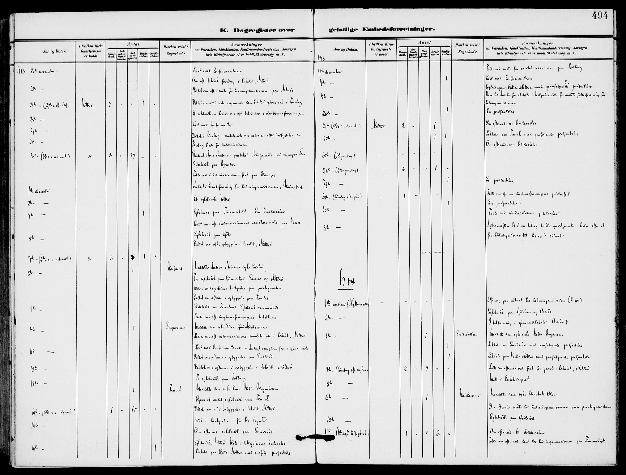 Nøtterøy kirkebøker, AV/SAKO-A-354/F/Fa/L0010: Parish register (official) no. I 10, 1908-1919, p. 494