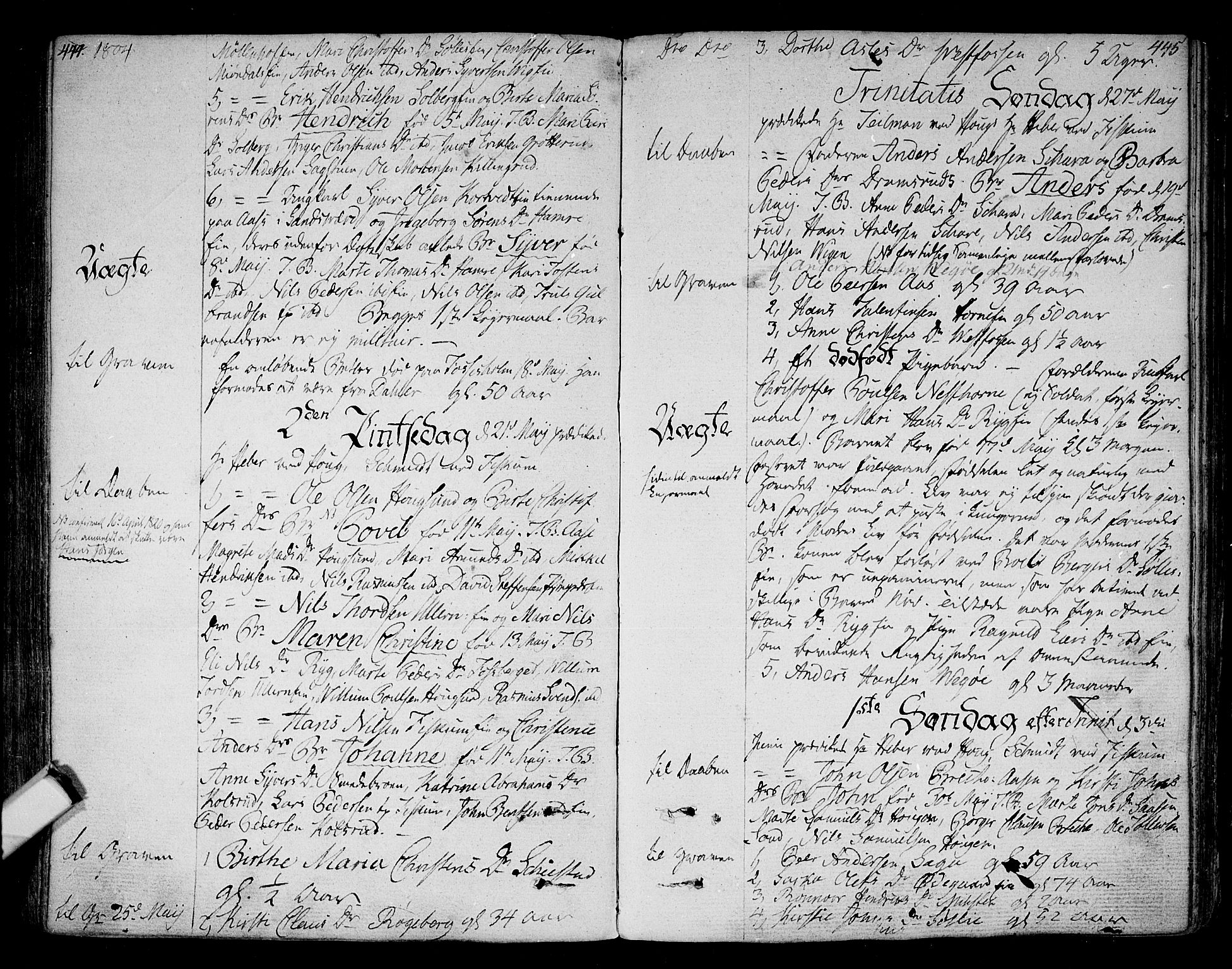 Eiker kirkebøker, AV/SAKO-A-4/F/Fa/L0009: Parish register (official) no. I 9, 1789-1806, p. 444-445