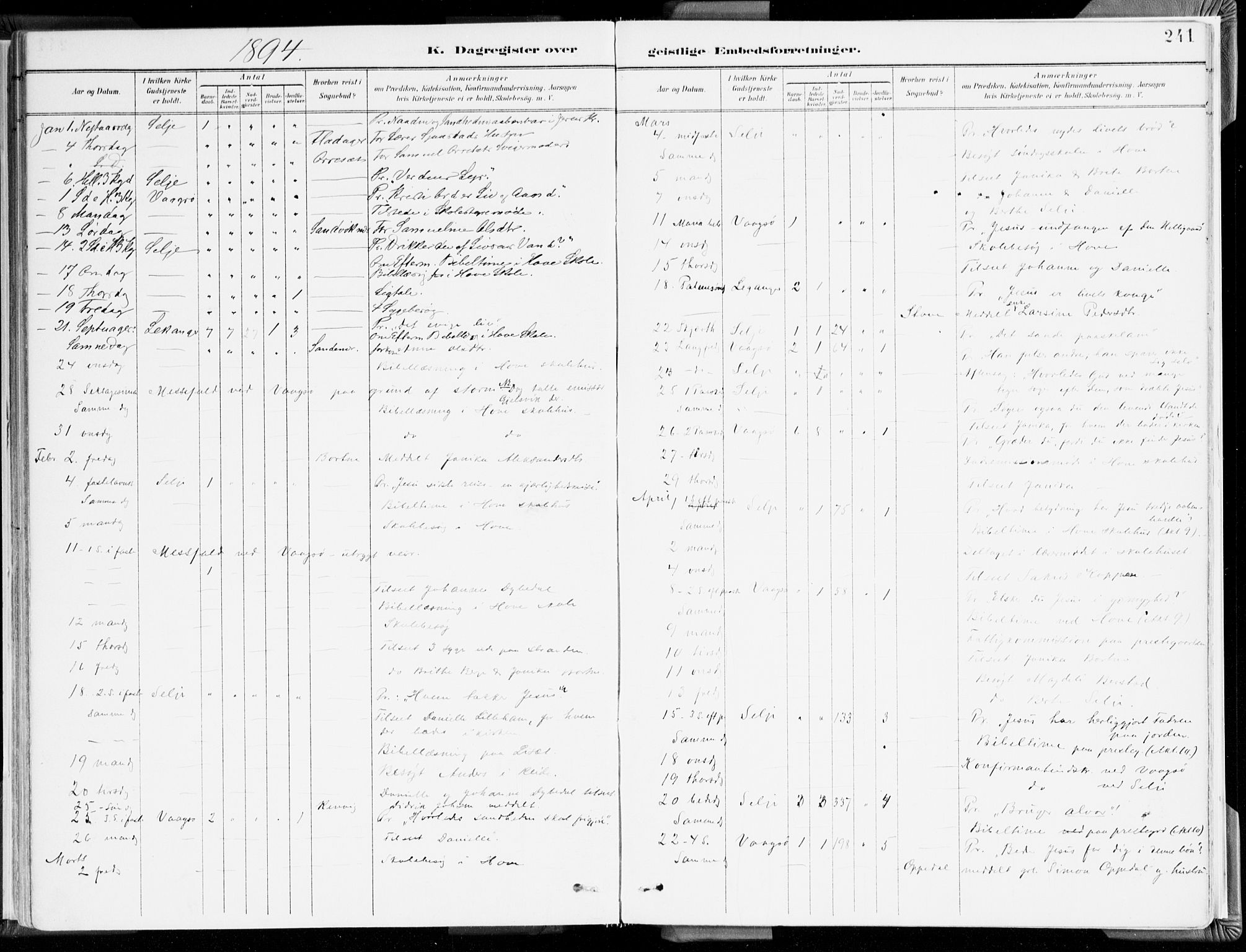 Selje sokneprestembete, SAB/A-99938/H/Ha/Haa/Haab: Parish register (official) no. B 2, 1891-1907, p. 241