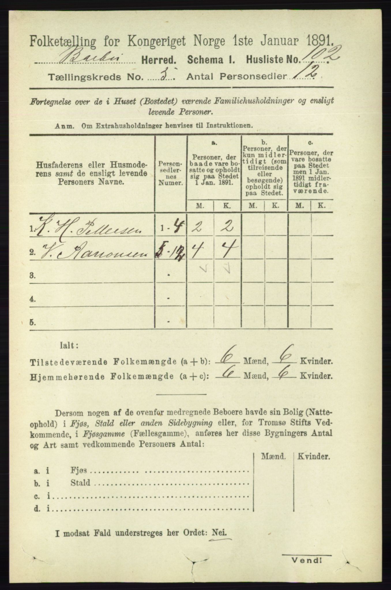 RA, 1891 census for 0990 Barbu, 1891, p. 3537