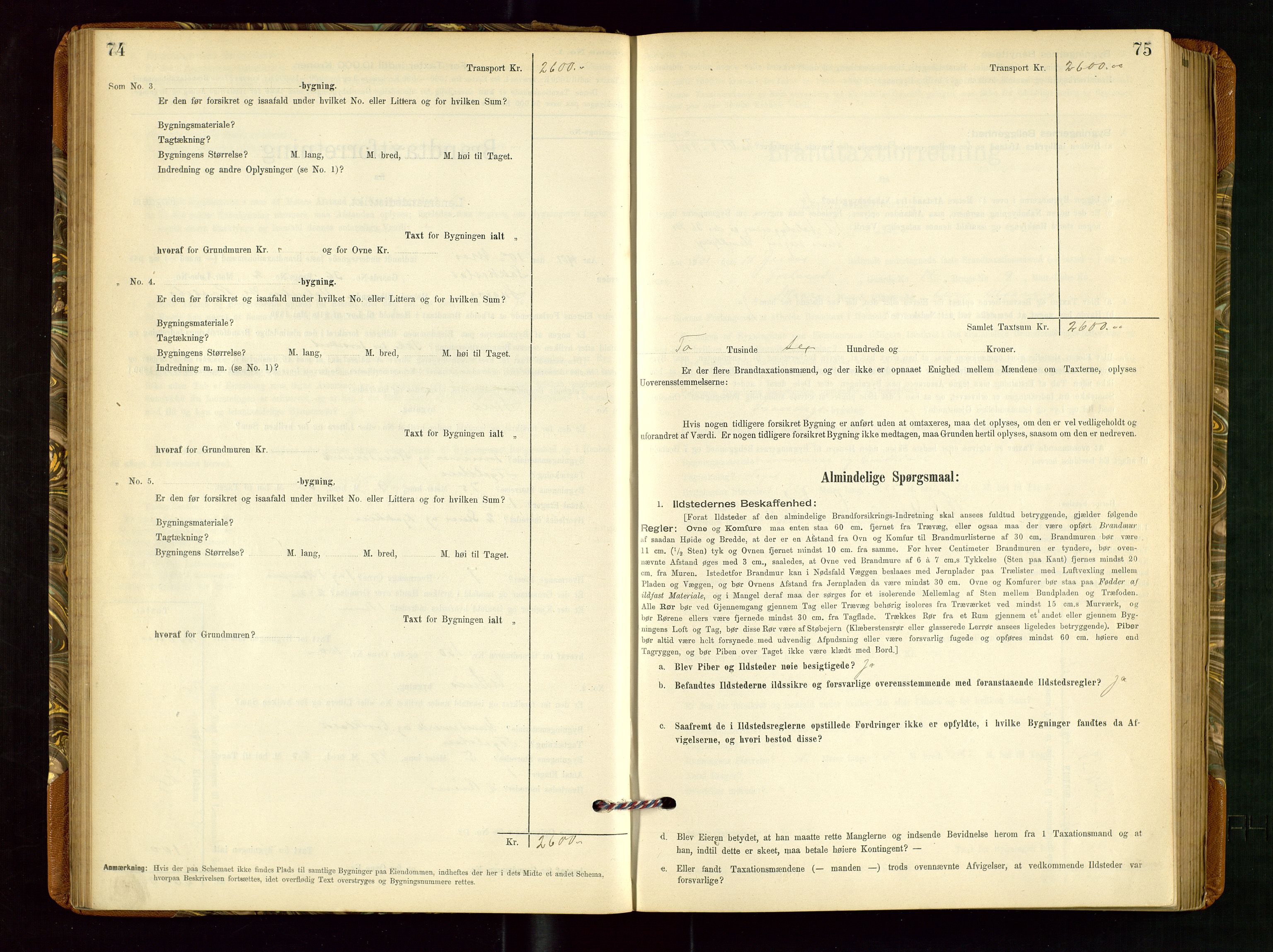 Torvestad lensmannskontor, AV/SAST-A-100307/1/Gob/L0002: "Brandtakstprotokol for Lensmanden i Torvestad", 1900-1905, p. 74-75