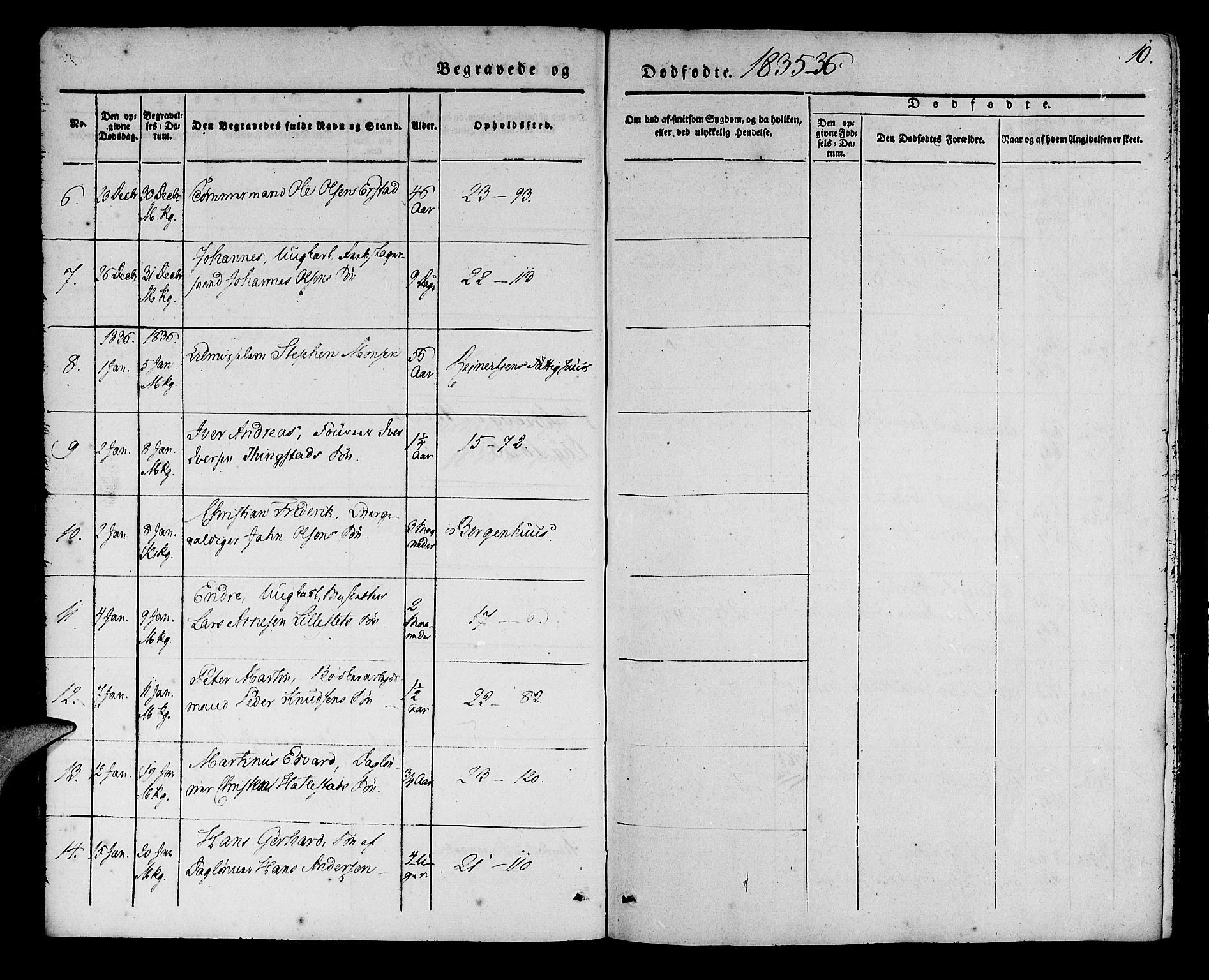 Korskirken sokneprestembete, SAB/A-76101/H/Haa/L0043: Parish register (official) no. E 1, 1834-1848, p. 10