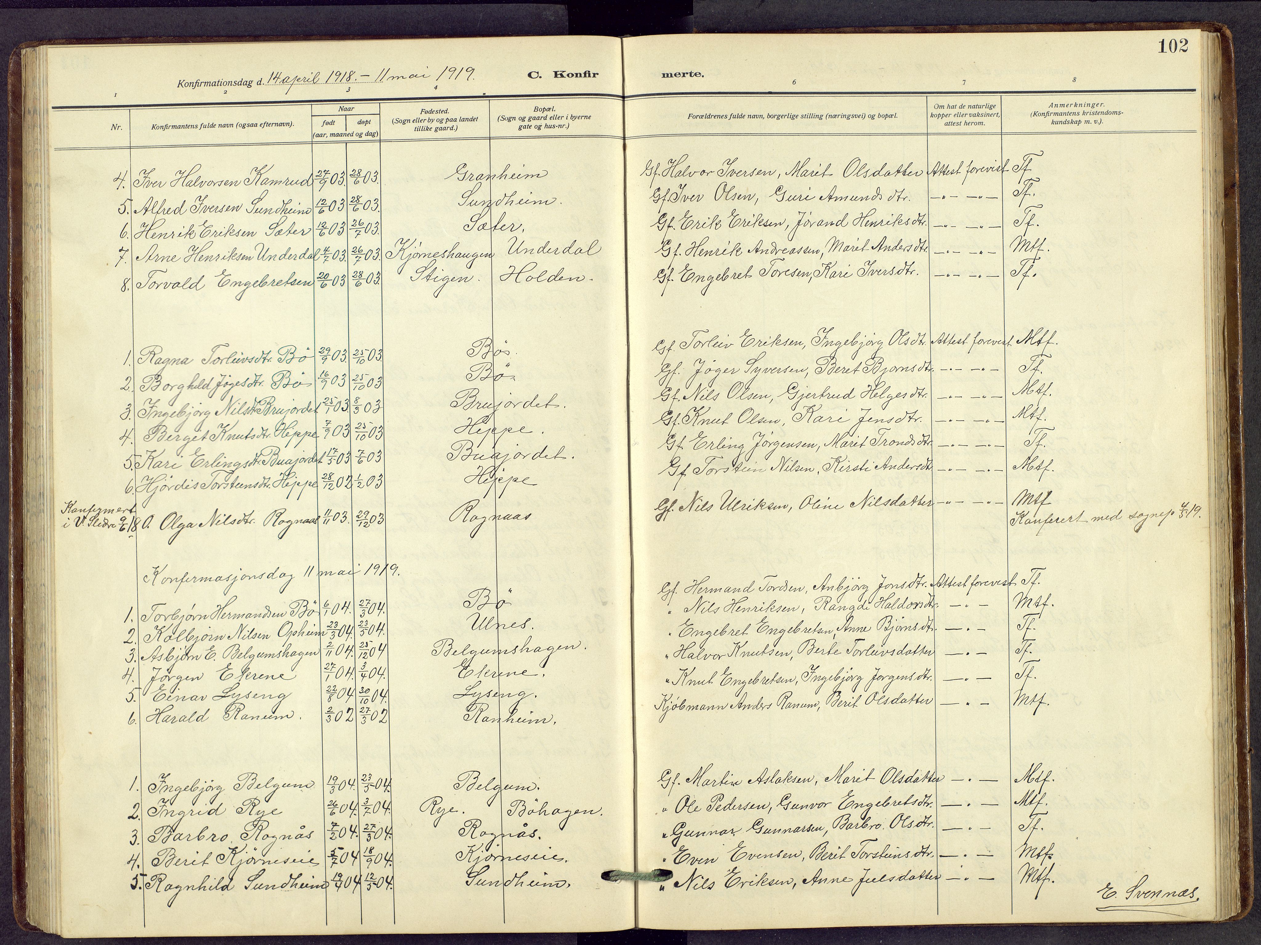 Nord-Aurdal prestekontor, SAH/PREST-132/H/Ha/Hab/L0014: Parish register (copy) no. 14, 1917-1953, p. 102