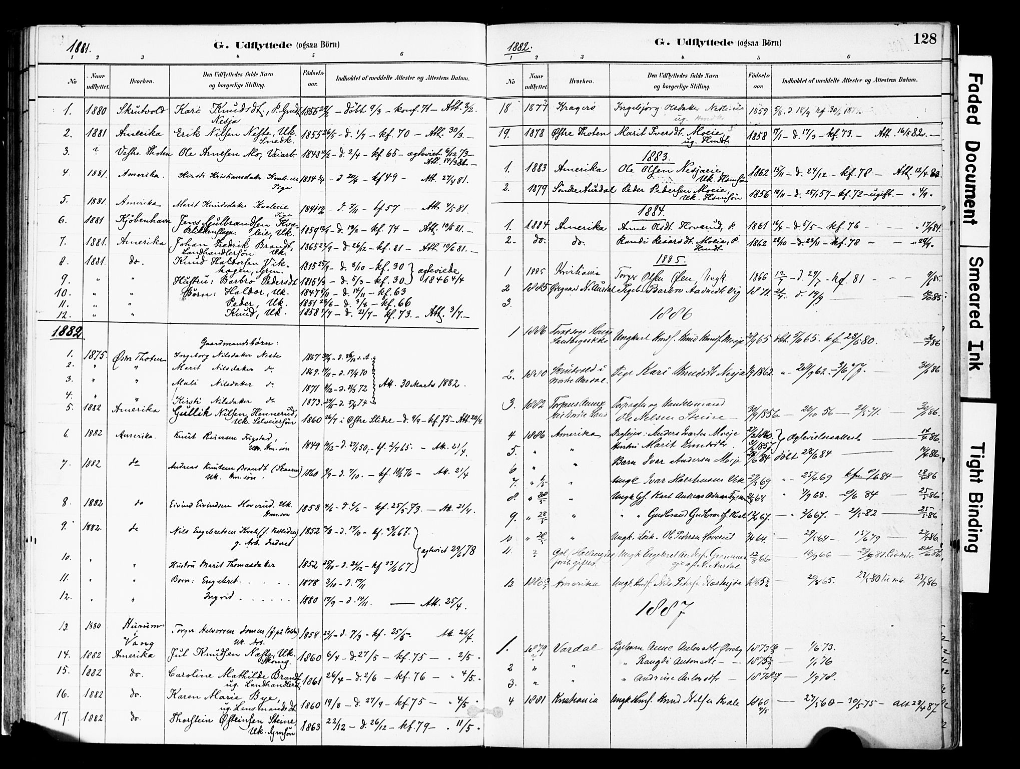 Vestre Slidre prestekontor, AV/SAH-PREST-136/H/Ha/Haa/L0004: Parish register (official) no. 4, 1881-1911, p. 128