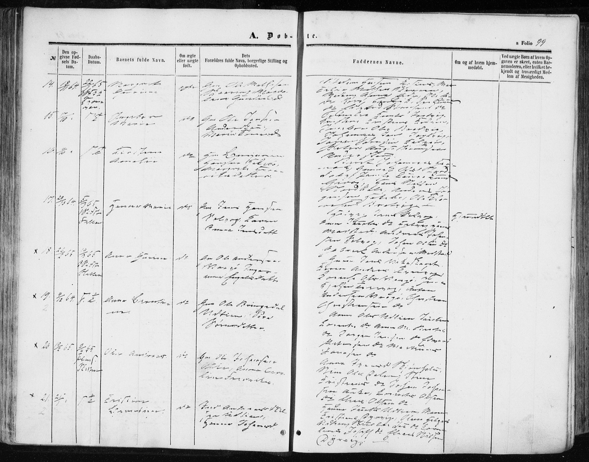 Ministerialprotokoller, klokkerbøker og fødselsregistre - Sør-Trøndelag, SAT/A-1456/634/L0531: Parish register (official) no. 634A07, 1861-1870, p. 99