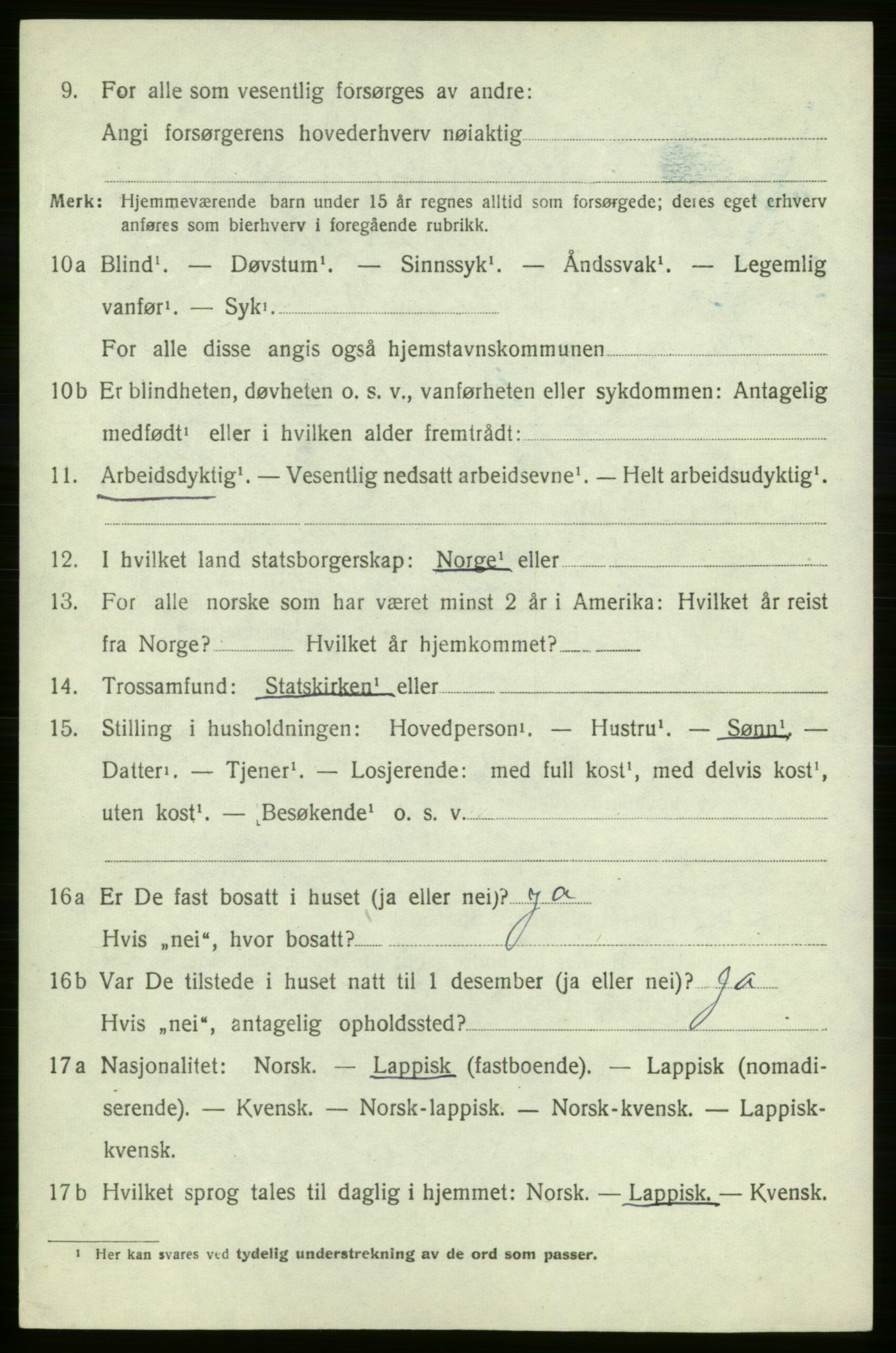 SATØ, 1920 census for , 1920, p. 595
