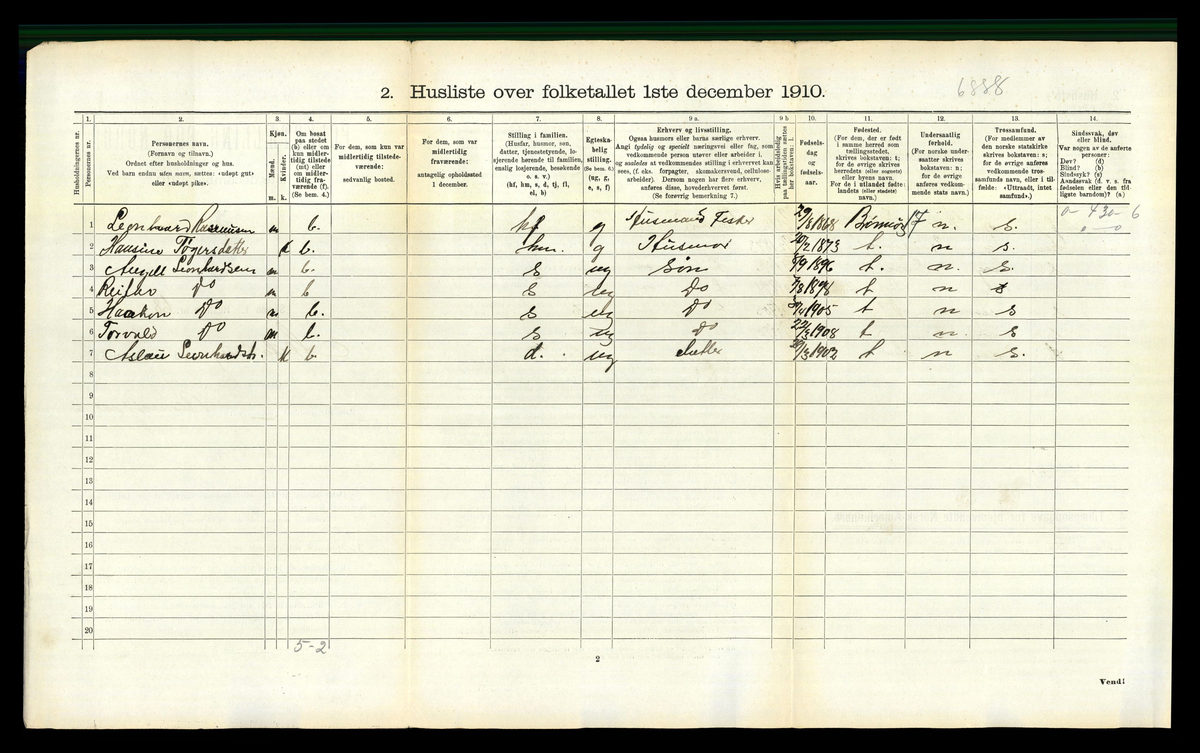 RA, 1910 census for Alstahaug, 1910, p. 407